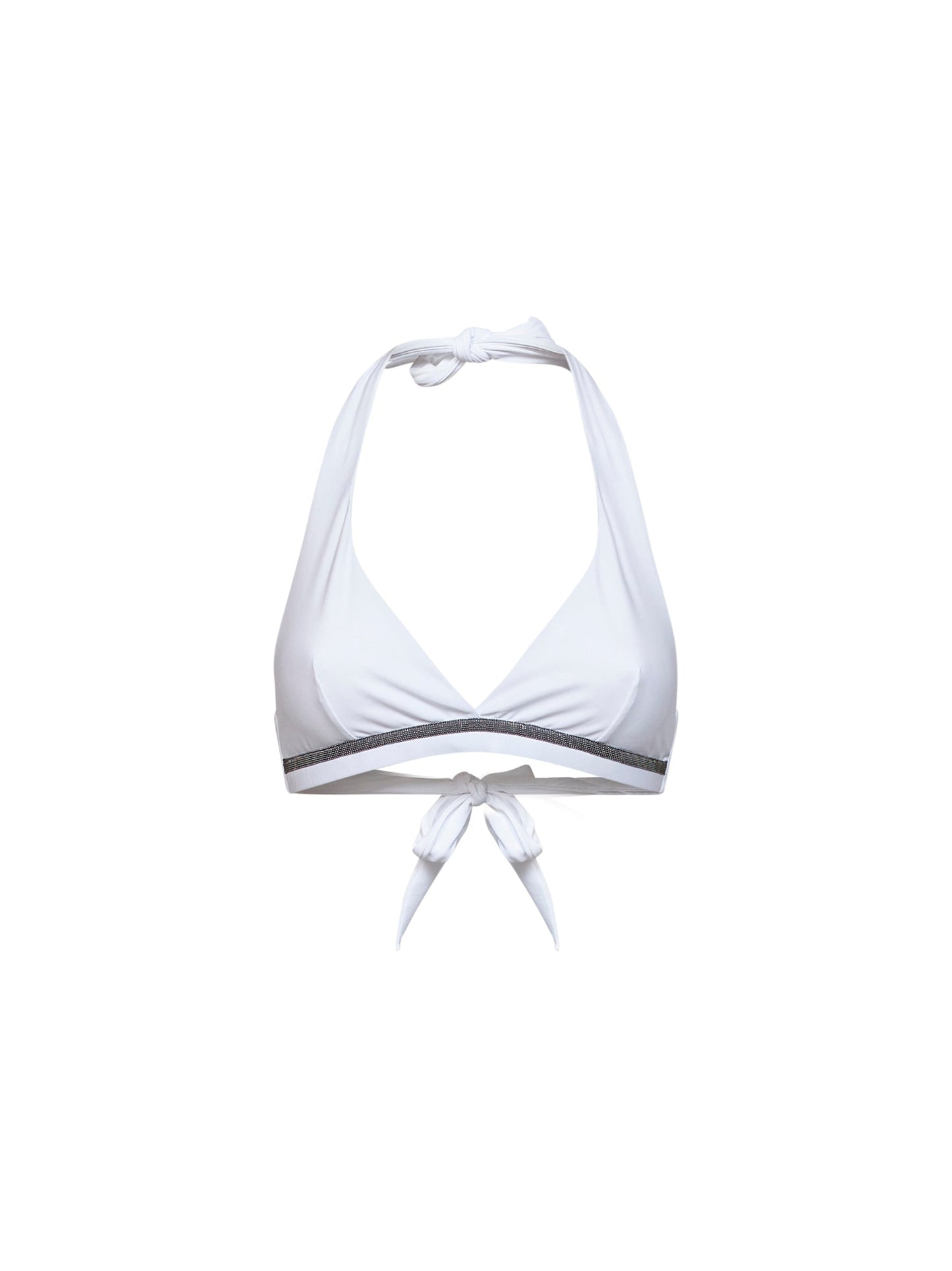 Brunello Cucinelli Women White Techno Jersey Bikini Top With Monili BRUNELLO CUCINELLI