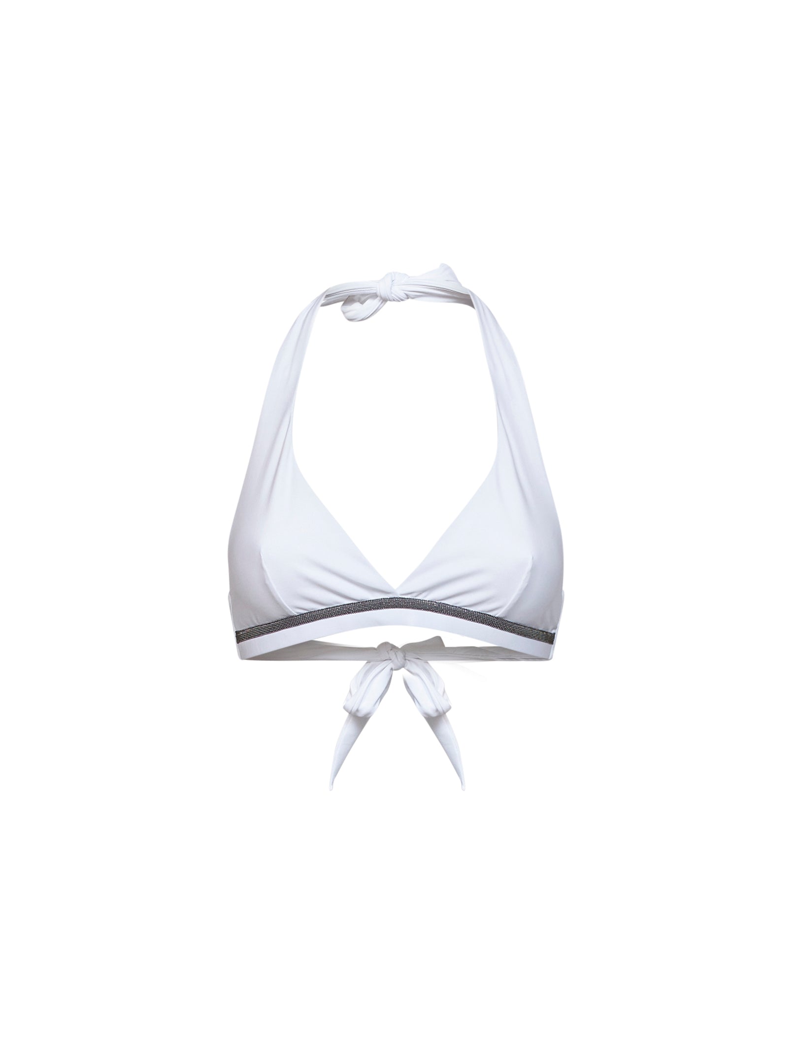 Brunello Cucinelli Women White Techno Jersey Bikini Top With Monili BRUNELLO CUCINELLI