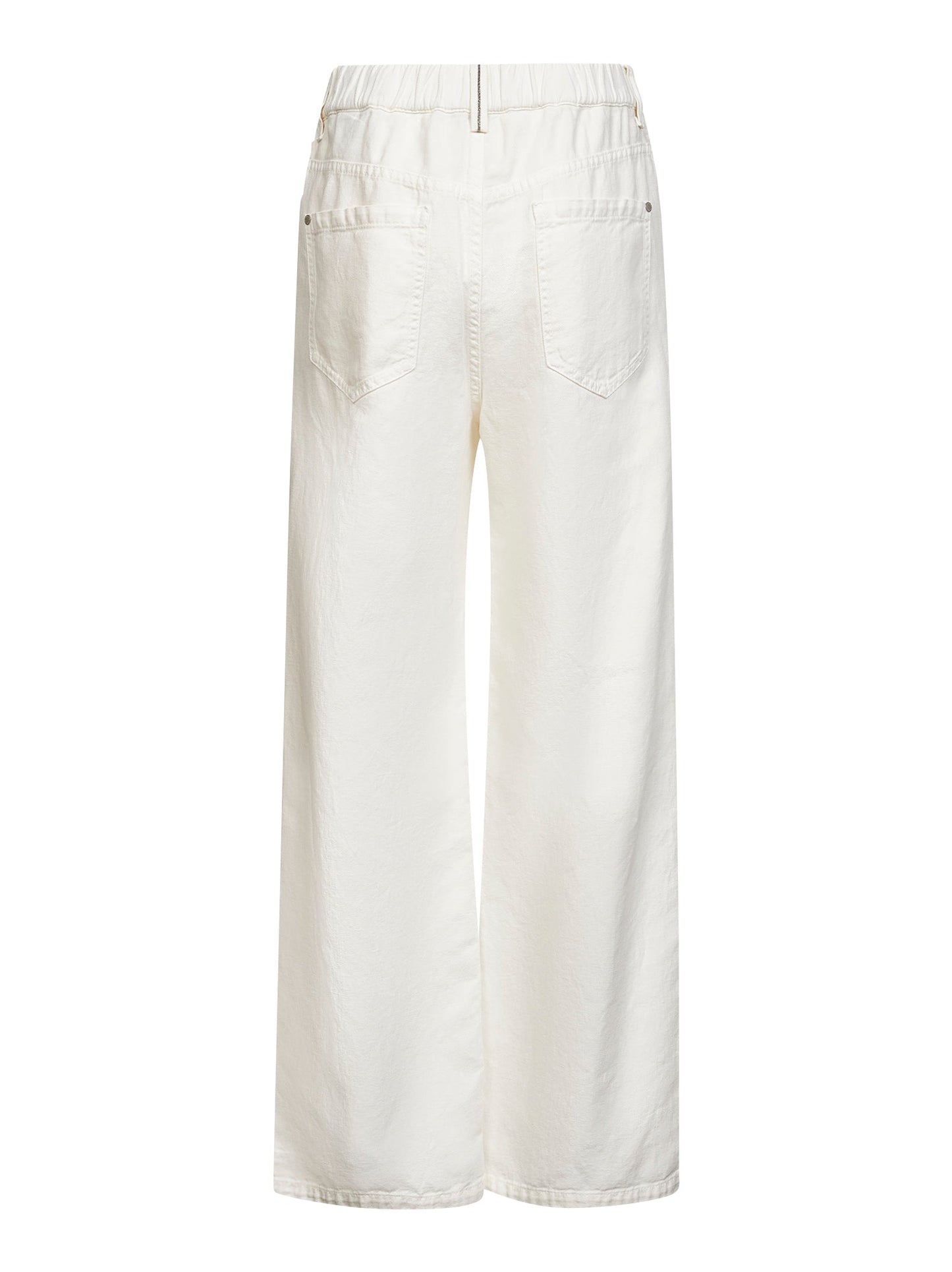Brunello Cucinelli Women White Cotton And Linen Cover Contemporary Jeans With Monili BRUNELLO CUCINELLI