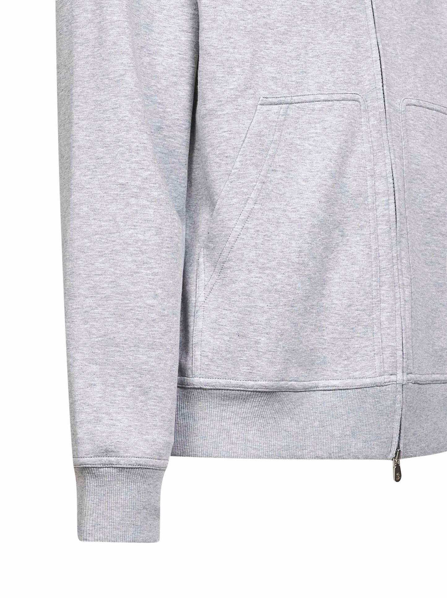 Brunello Cucinelli Men Medium Grey Double Fleece Zip-Up Hoodie BRUNELLO CUCINELLI