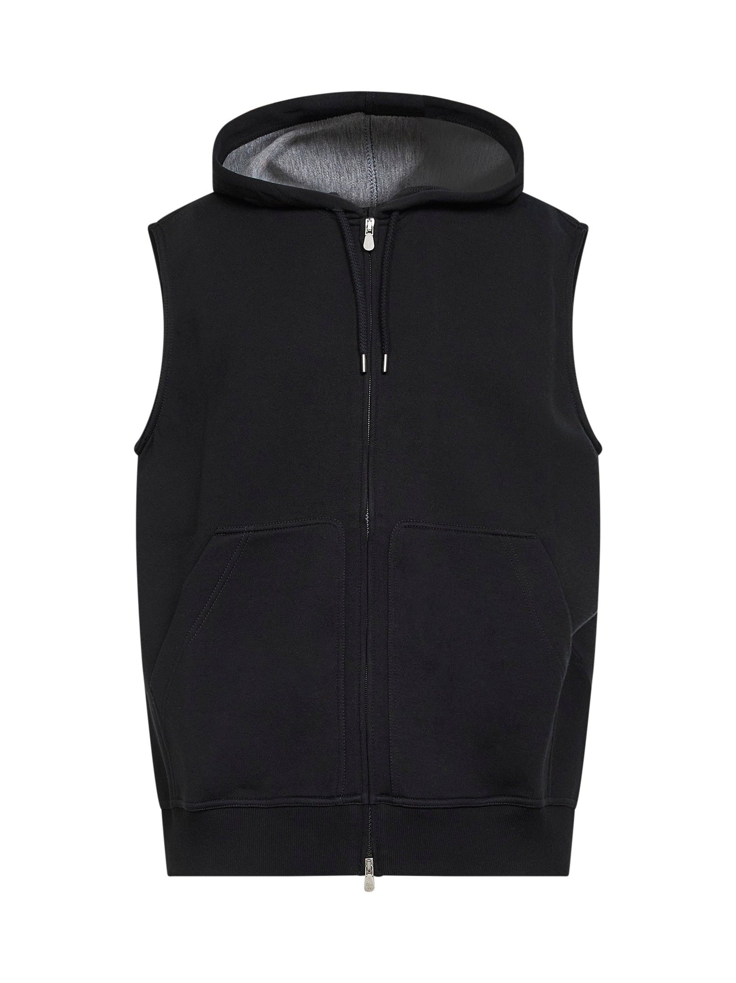 Brunello Cucinelli Men Black Double Fleece Hooded Vest BRUNELLO CUCINELLI