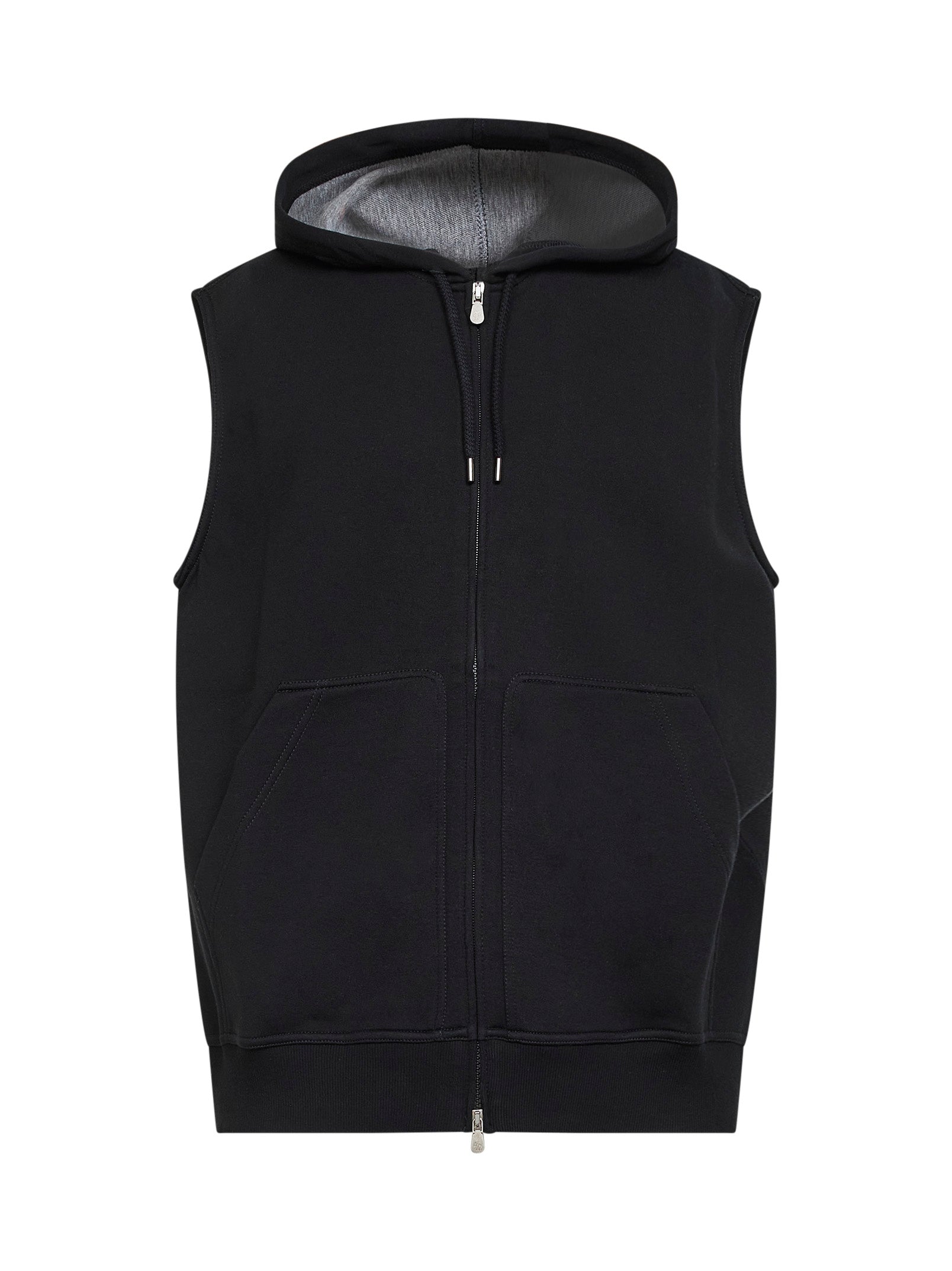 Brunello Cucinelli Men Black Double Fleece Hooded Vest BRUNELLO CUCINELLI