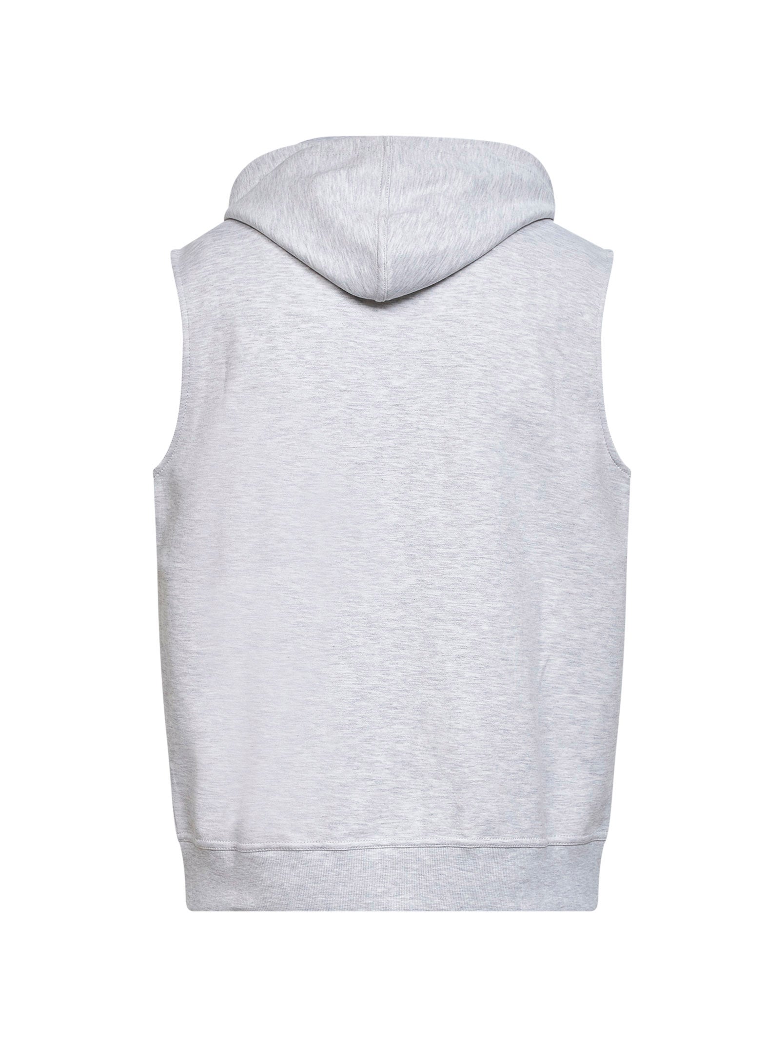Brunello Cucinelli Men Pearl Grey Double Fleece Hooded Vest BRUNELLO CUCINELLI
