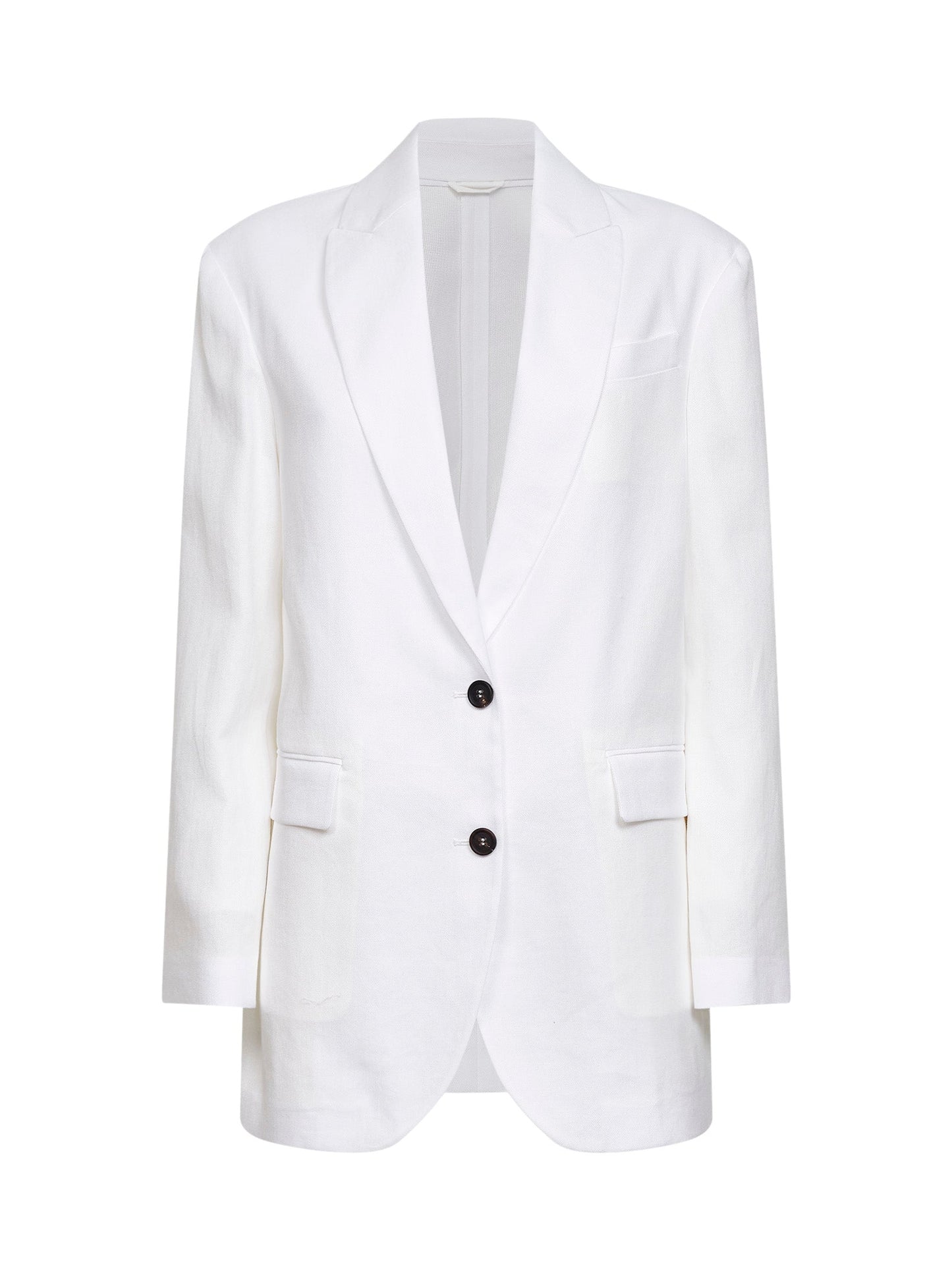 Brunello Cucinelli Women White Cotton Canvas Jacket With Monili BRUNELLO CUCINELLI
