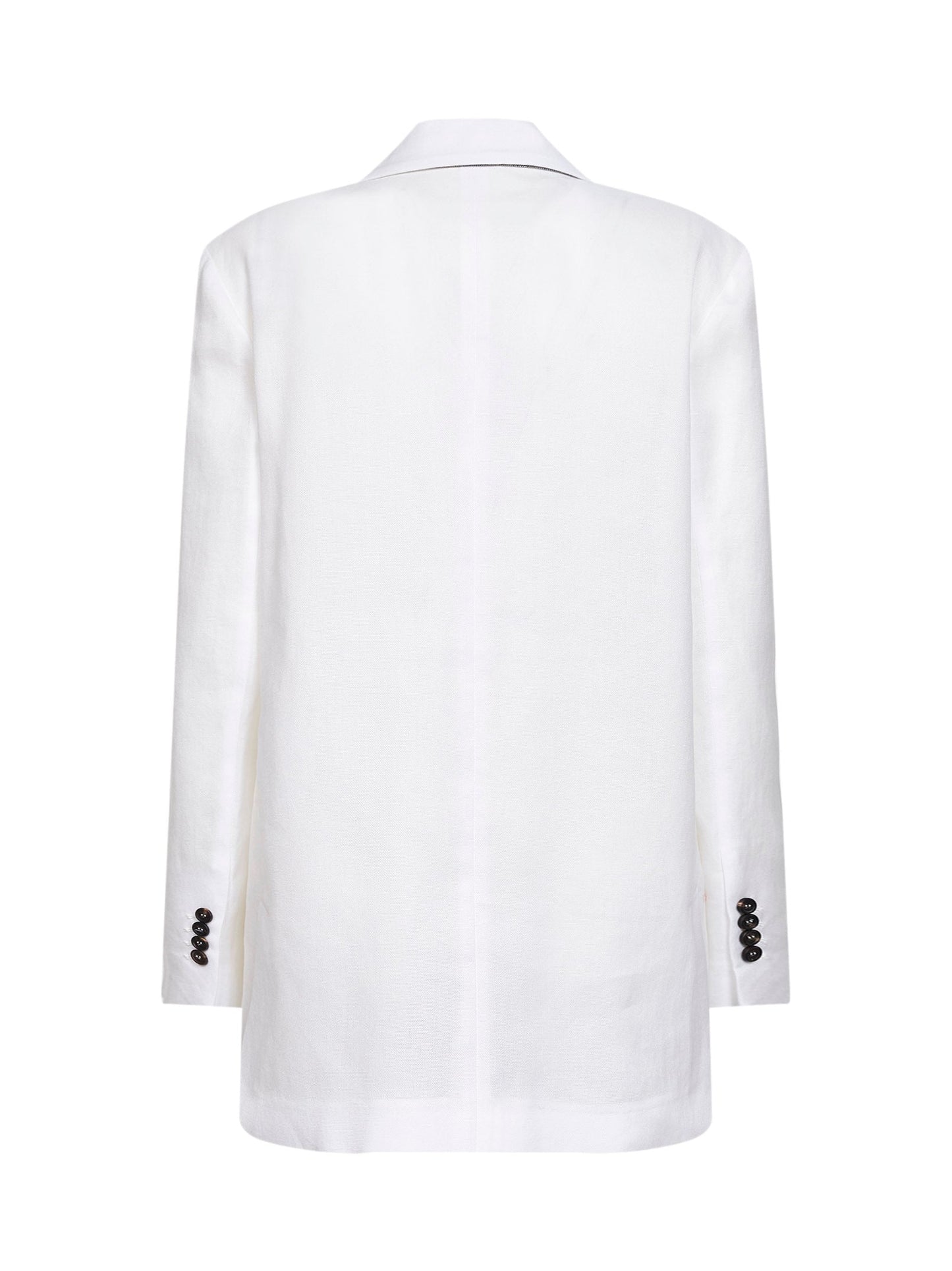 Brunello Cucinelli Women White Cotton Canvas Jacket With Monili BRUNELLO CUCINELLI