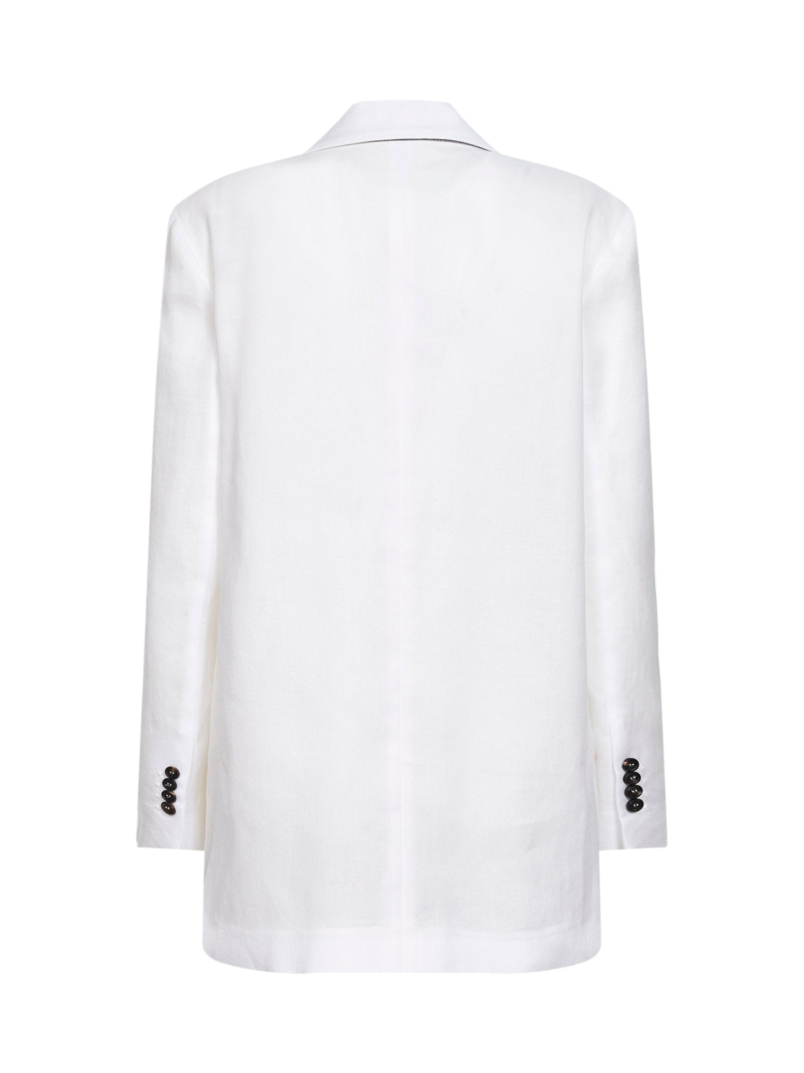 Brunello Cucinelli Women White Cotton Canvas Jacket With Monili BRUNELLO CUCINELLI