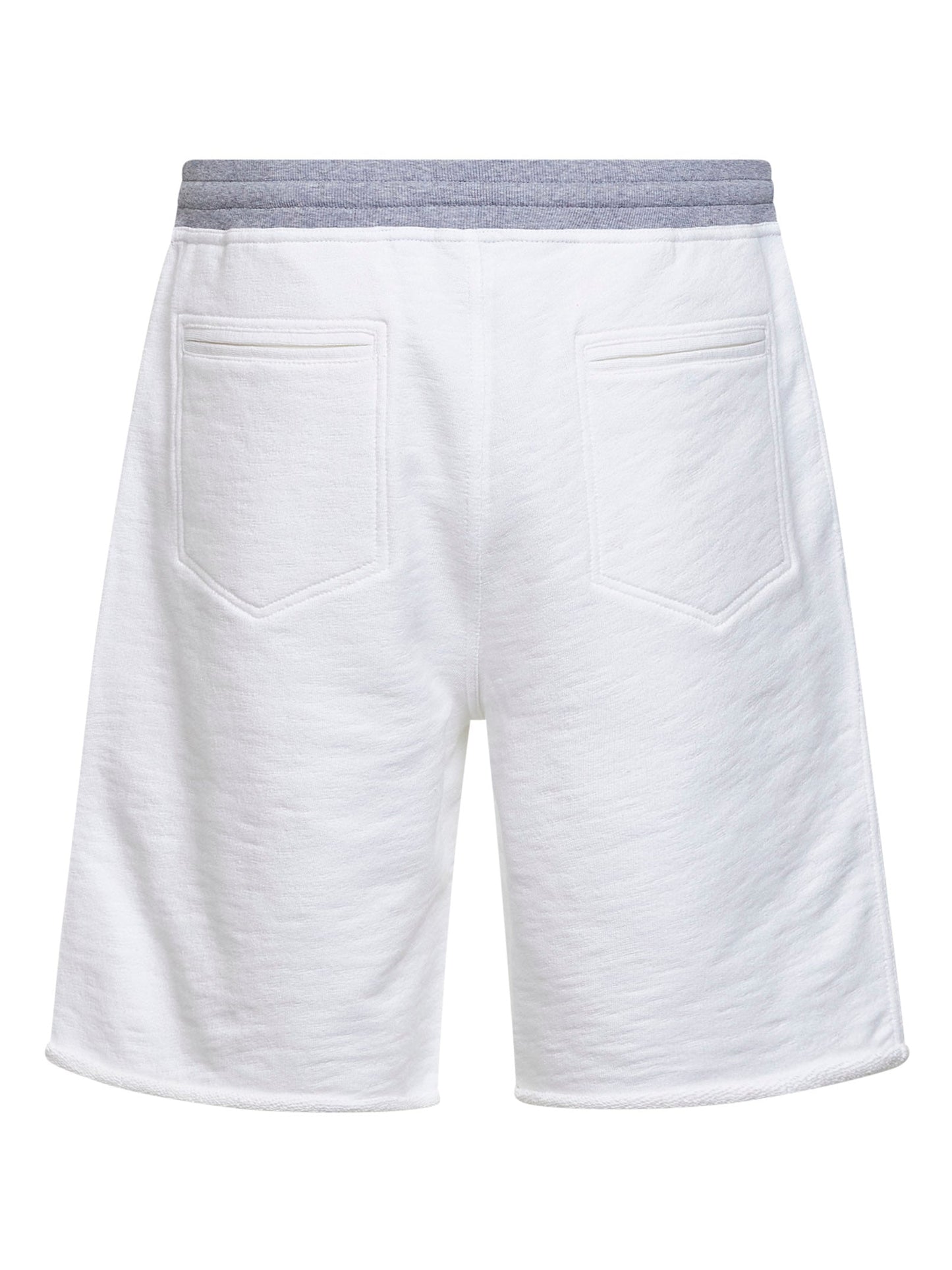 Brunello Cucinelli Men White Cotton And Linen Melange Fleece Logo Bermuda Shorts BRUNELLO CUCINELLI