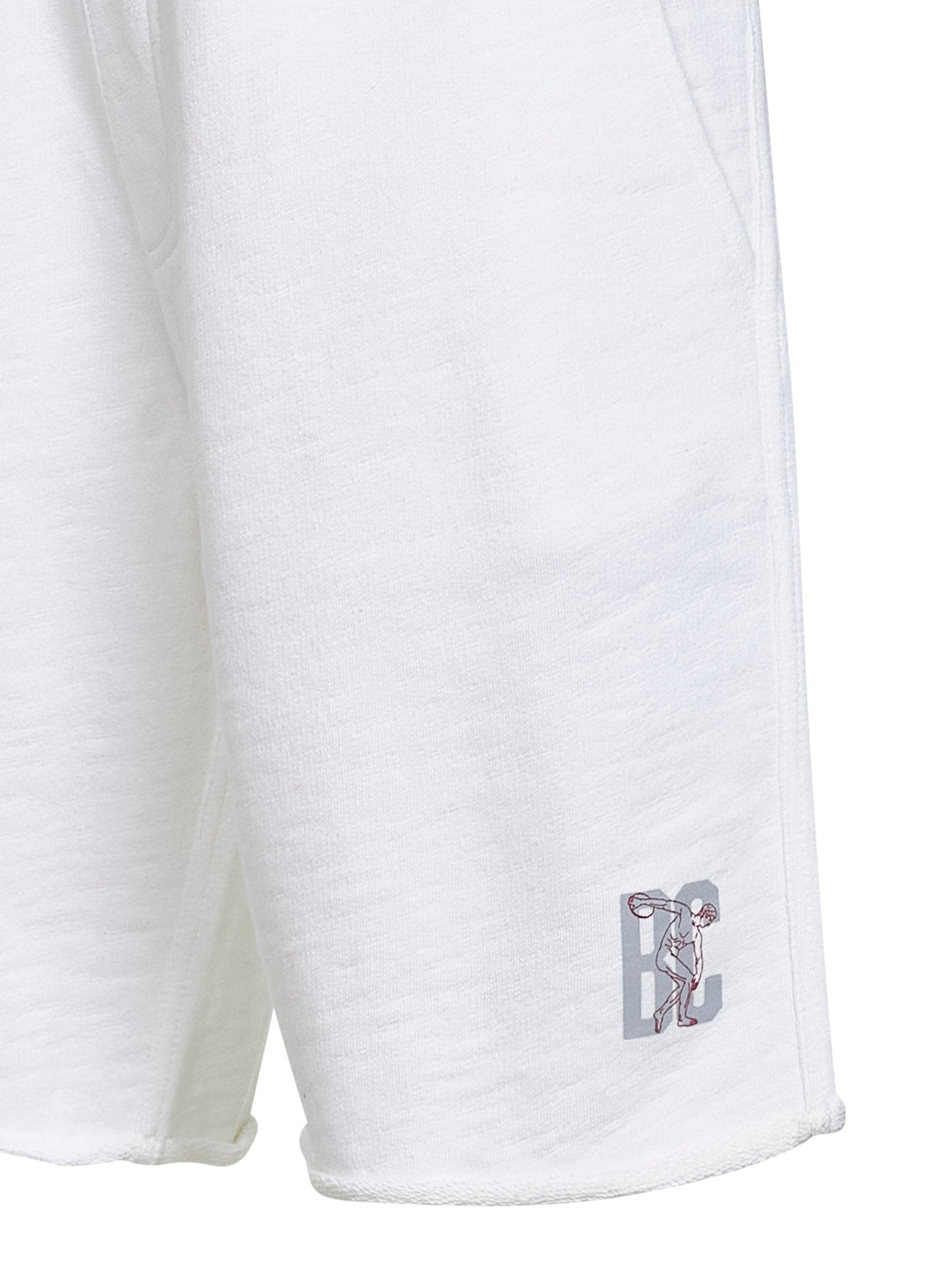 Brunello Cucinelli Men White Cotton And Linen Melange Fleece Logo Bermuda Shorts BRUNELLO CUCINELLI
