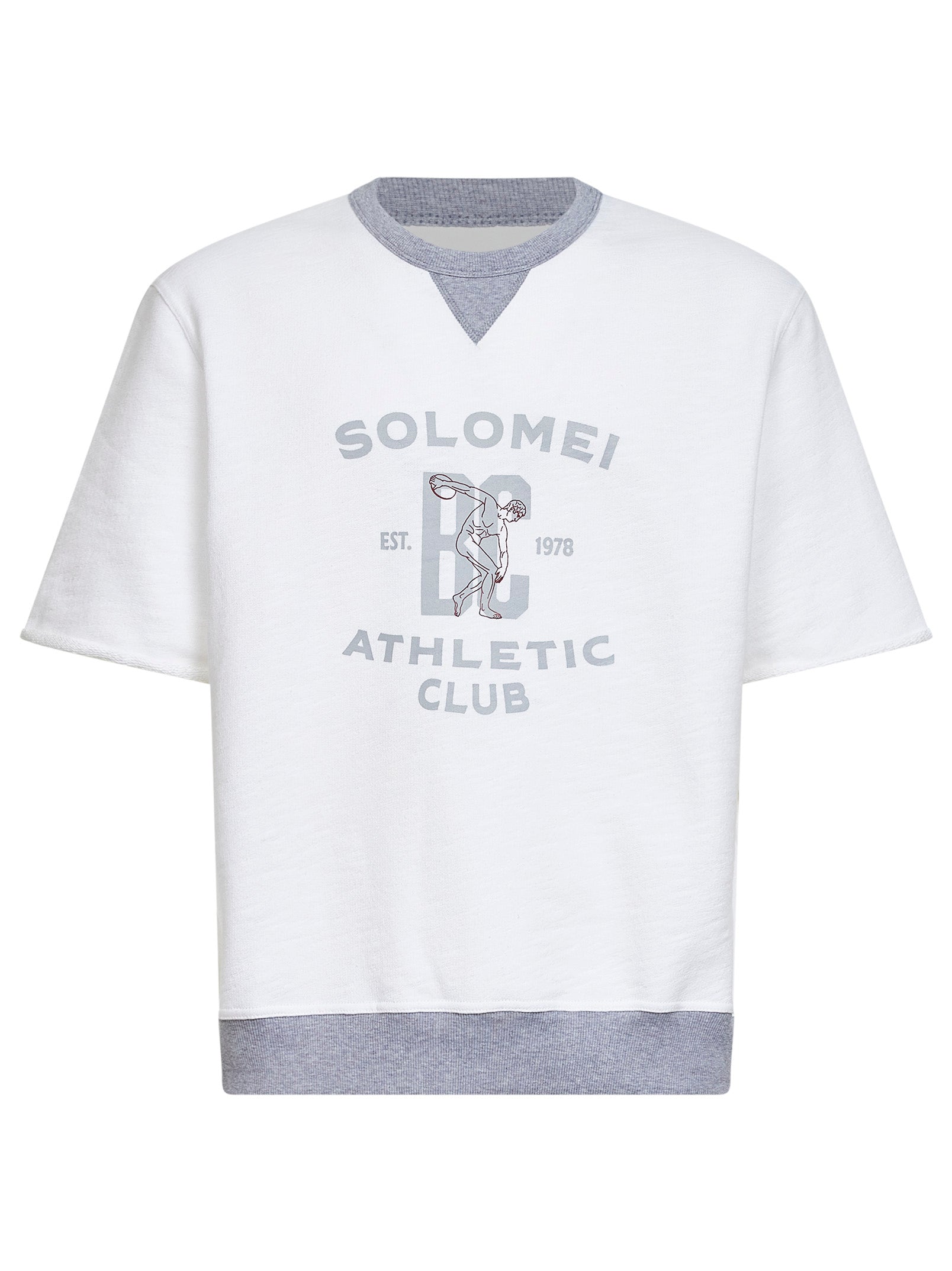 Brunello Cucinelli Men White Cotton And Linen Blend Fleece Printed Sweatshirt BRUNELLO CUCINELLI