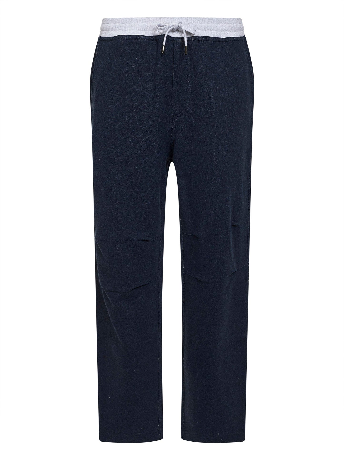 Brunello Cucinelli Men Navy Blue Cotton And Linen Jogger Trousers BRUNELLO CUCINELLI