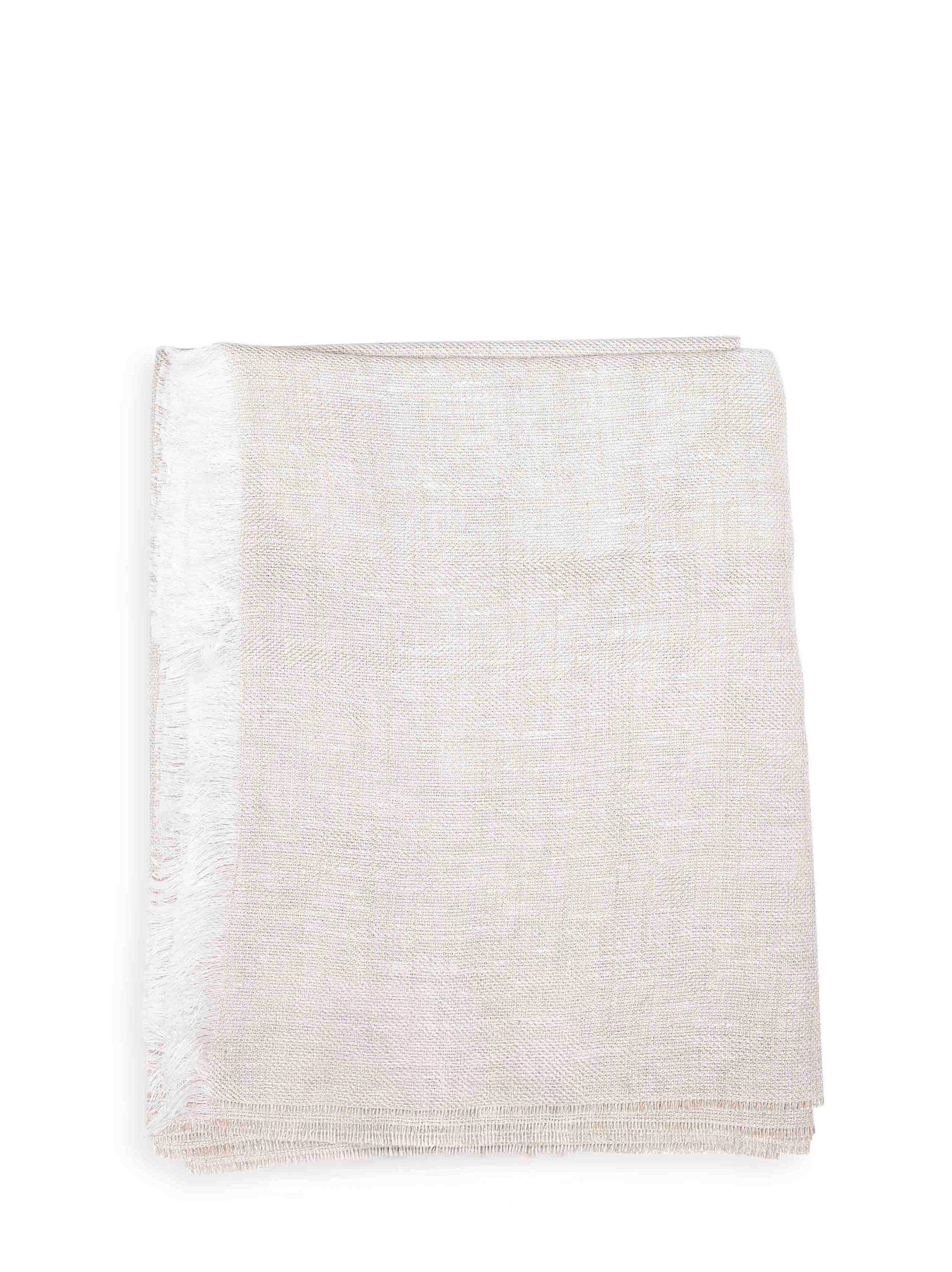 Brunello Cucinelli Women Beige Sparkling Linen Blend Scarf BRUNELLO CUCINELLI