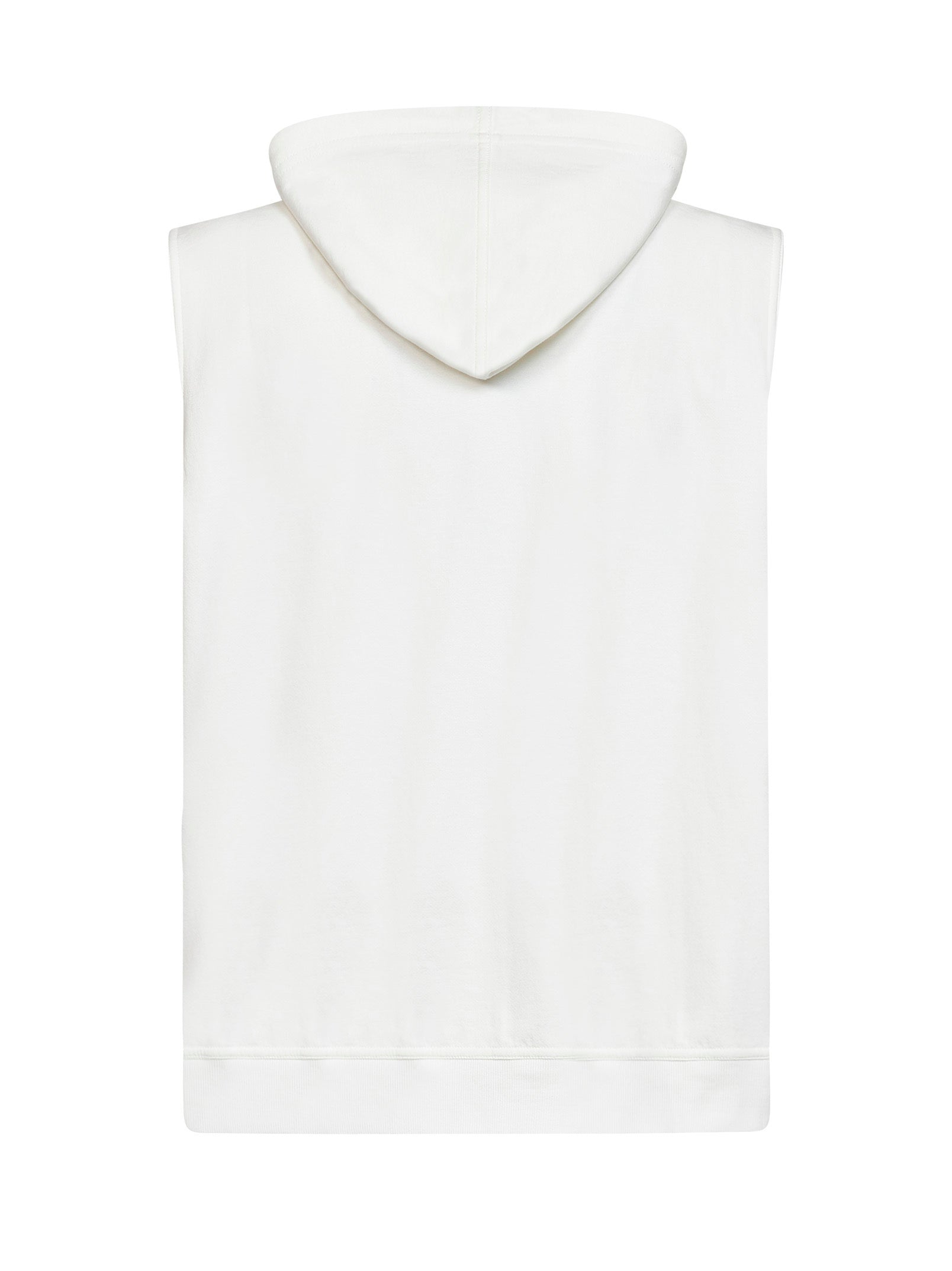 Brunello Cucinelli Men Off-White Techno Fleece Zip-Up Hooded Vest BRUNELLO CUCINELLI