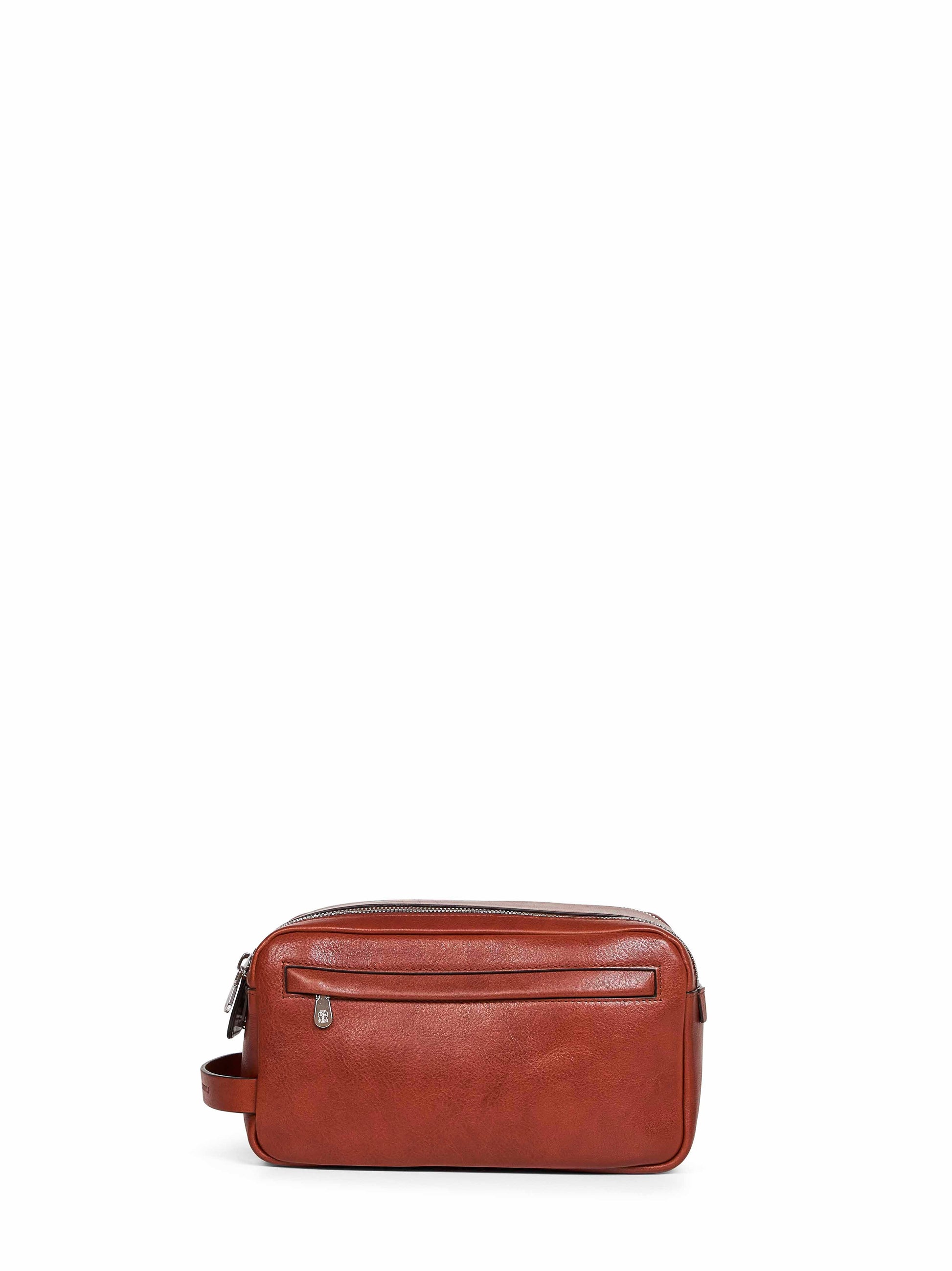 Brunello Cucinelli Men Cognac Cowhide Beauty Case BRUNELLO CUCINELLI