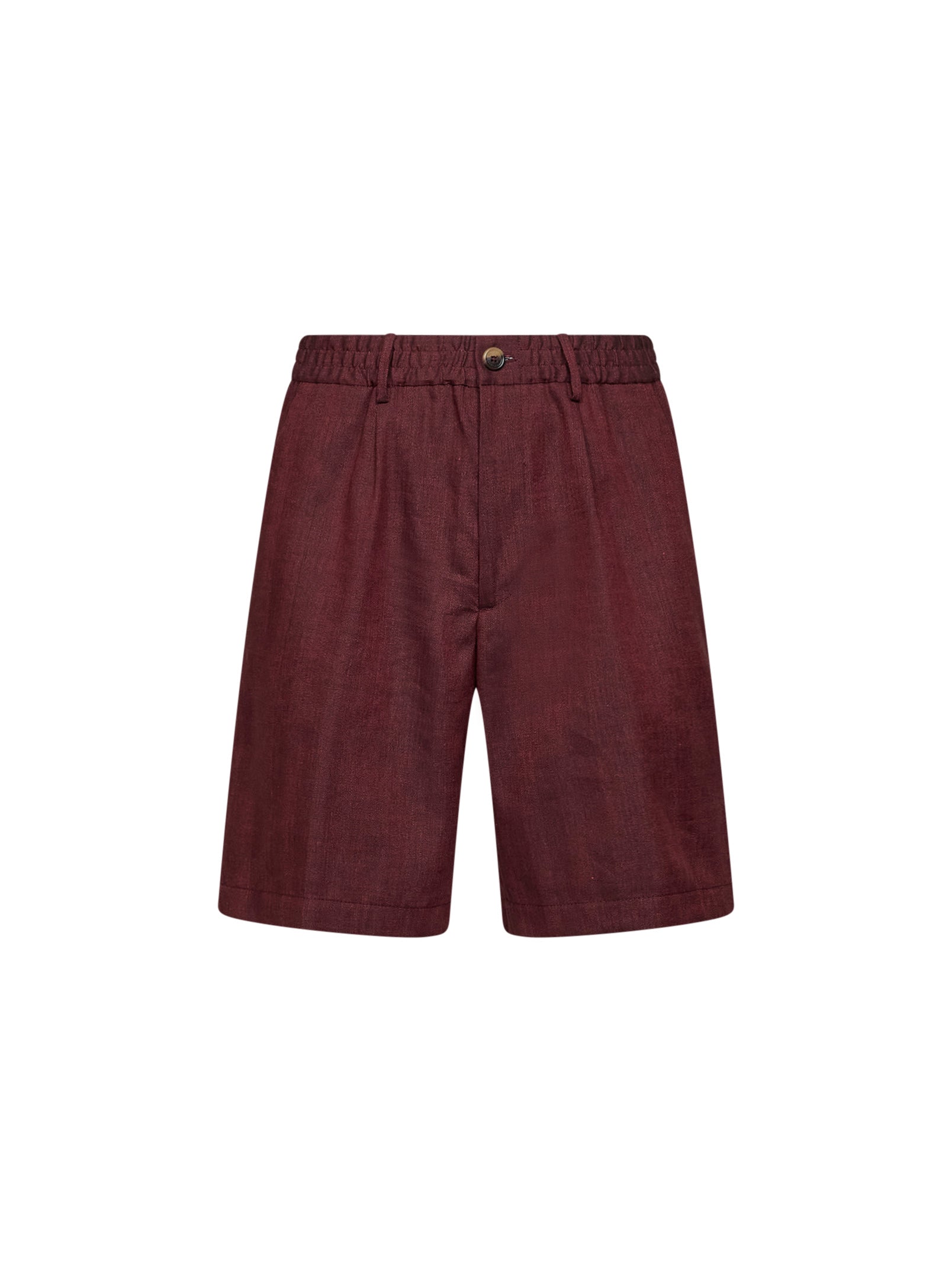 Brunello Cucinelli Men Cherry Chevron Linen And Virgin Wool Bermuda Shorts BRUNELLO CUCINELLI