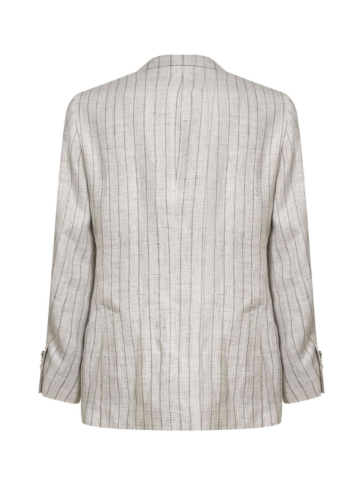 Brunello Cucinelli Men Light Grey Pinstriped Twill Deconstructed One-And-A-Half-Breasted Blazer BRUNELLO CUCINELLI