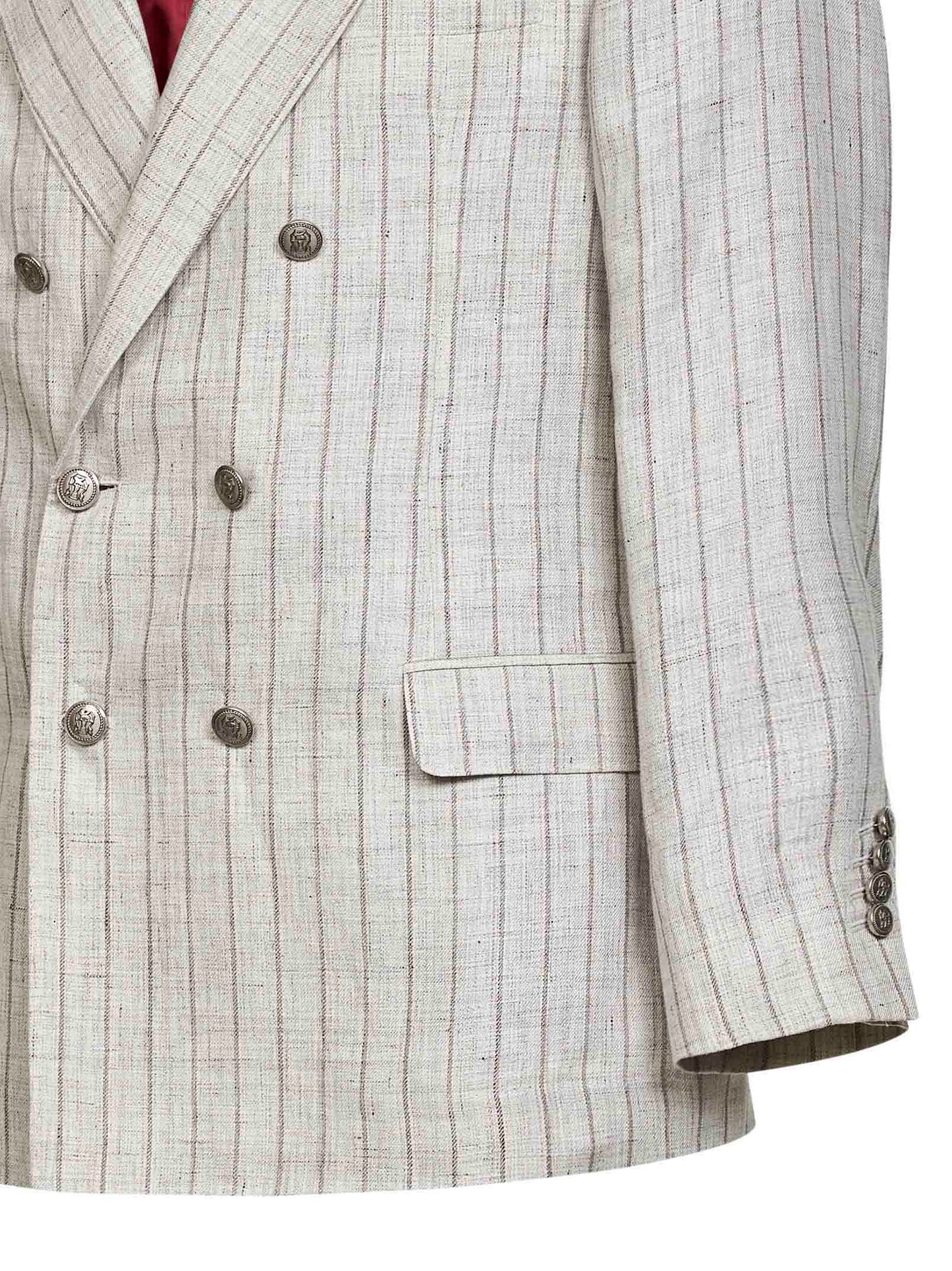 Brunello Cucinelli Men Light Grey Pinstriped Twill Deconstructed One-And-A-Half-Breasted Blazer BRUNELLO CUCINELLI