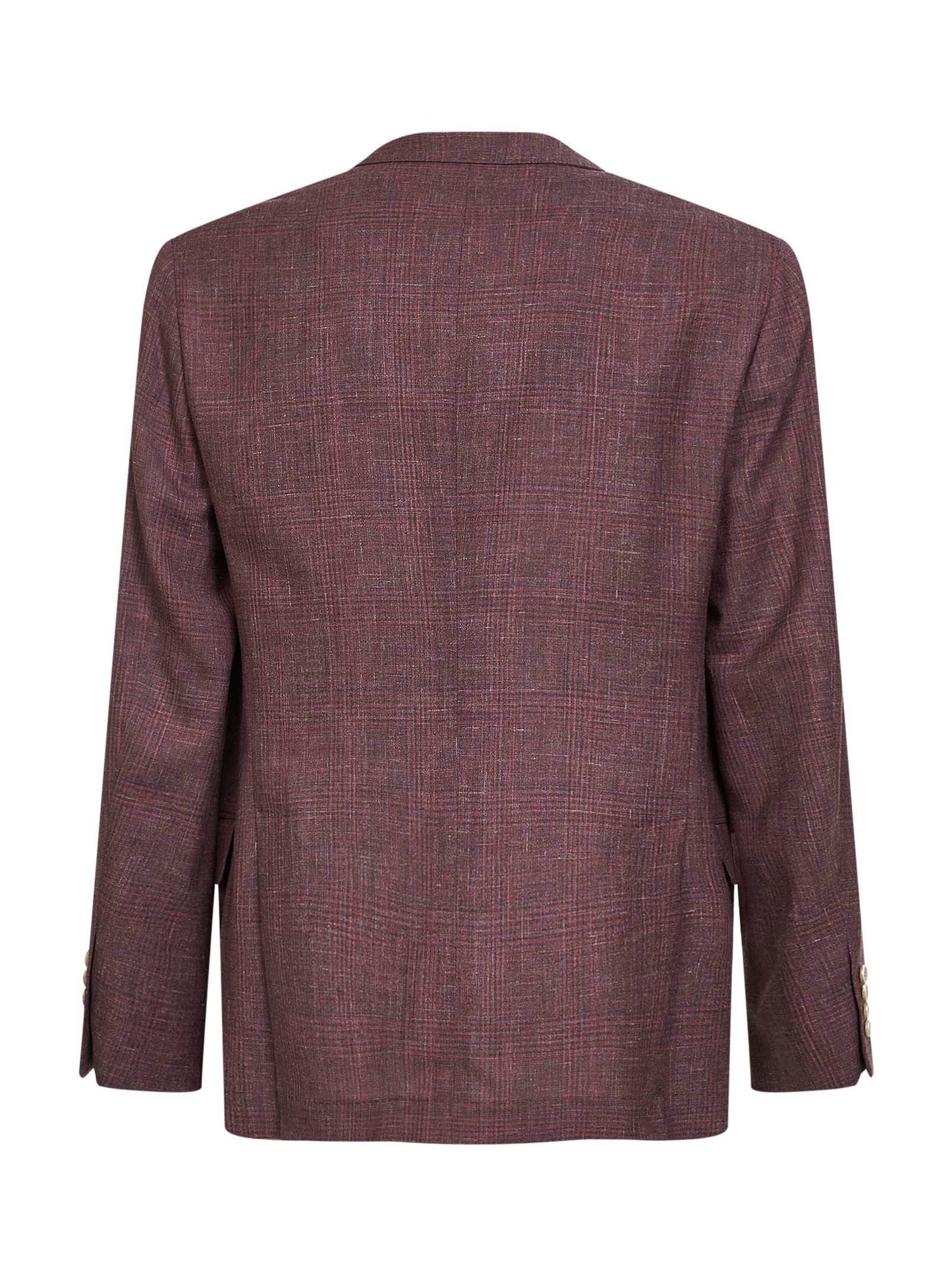 Brunello Cucinelli Men Cherry Prince Of Wales Single-Breasted Blazer BRUNELLO CUCINELLI