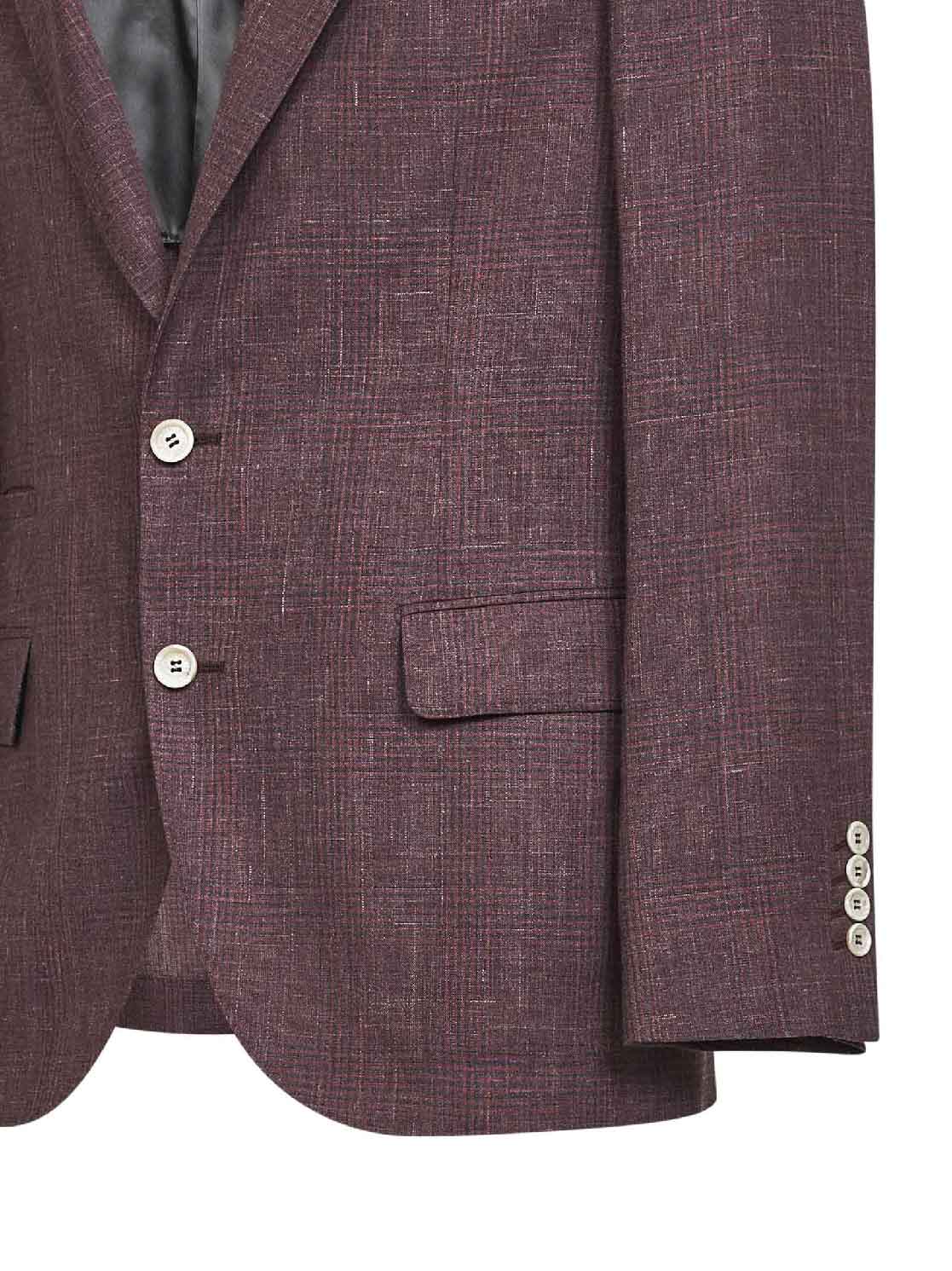 Brunello Cucinelli Men Cherry Prince Of Wales Single-Breasted Blazer BRUNELLO CUCINELLI