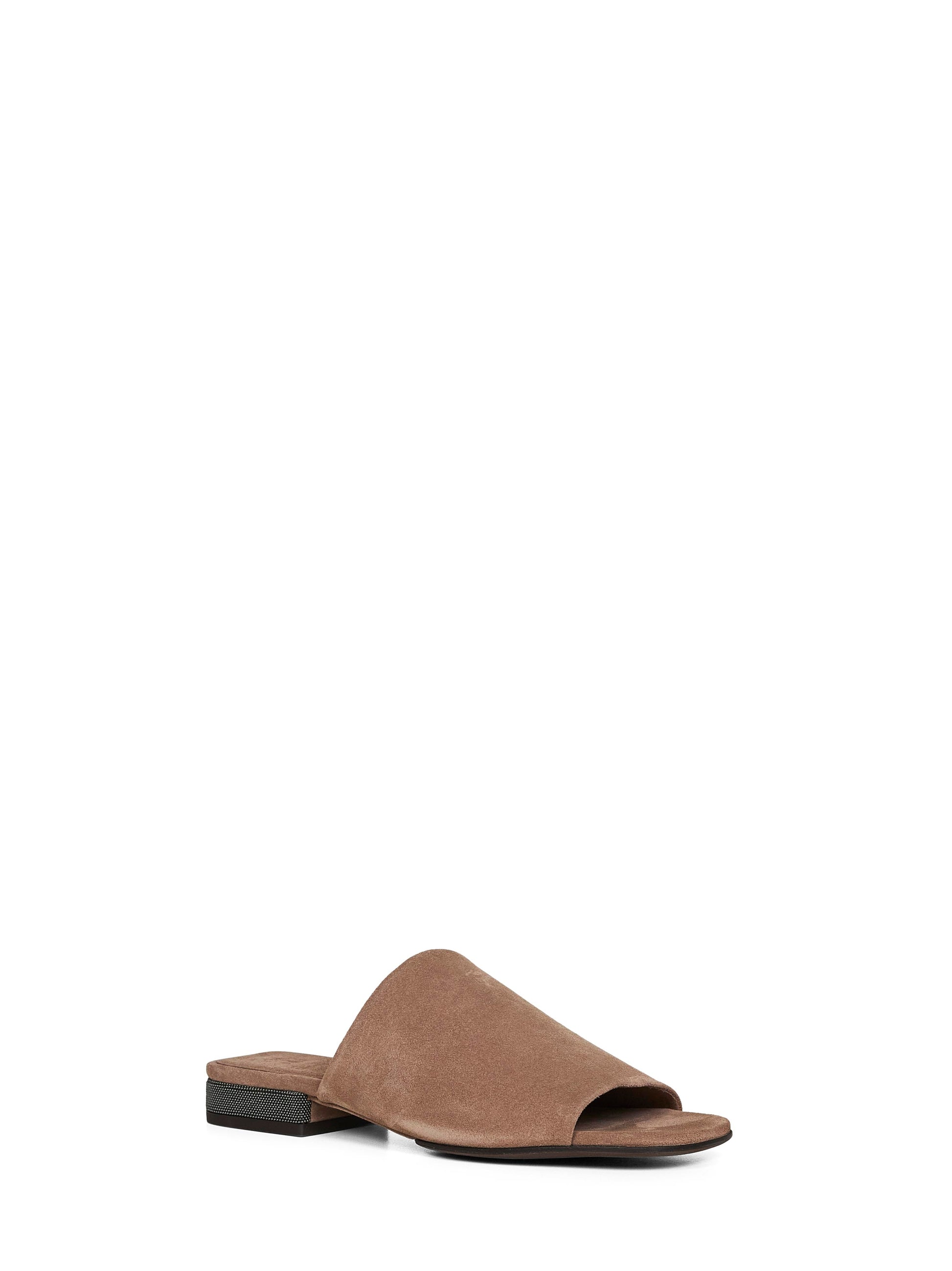 Brunello Cucinelli Women Brown Suede Mules With Monili BRUNELLO CUCINELLI