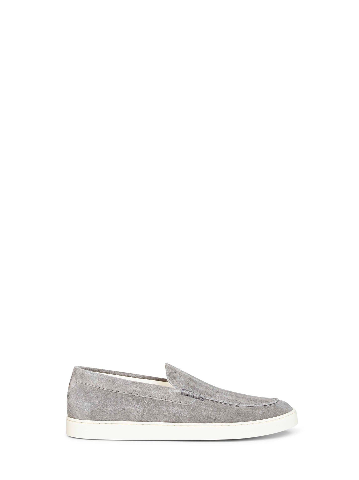 Brunello Cucinelli Men Grey Chevron-Effect Suede Loafer Sneakers BRUNELLO CUCINELLI