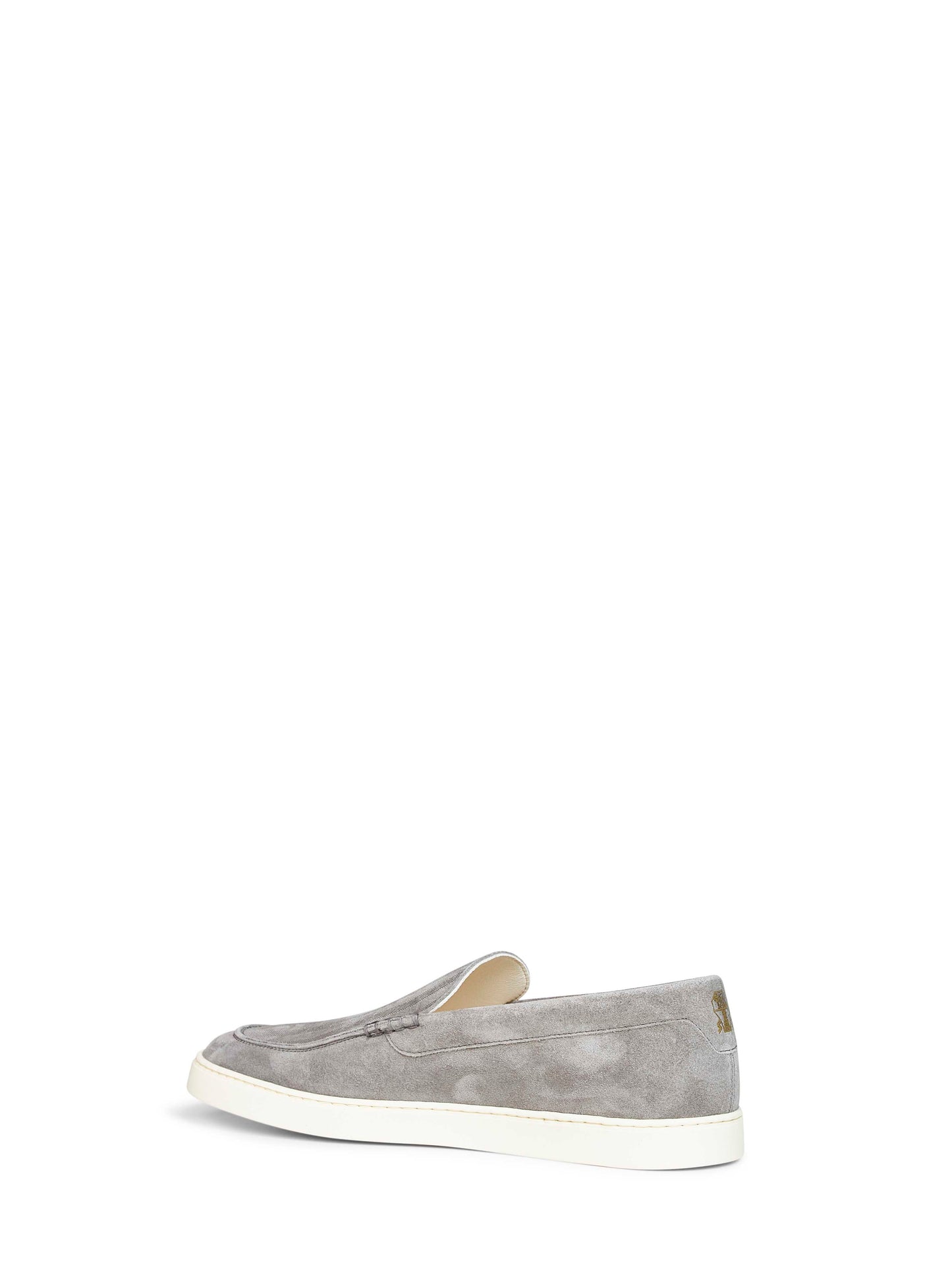 Brunello Cucinelli Men Grey Chevron-Effect Suede Loafer Sneakers BRUNELLO CUCINELLI