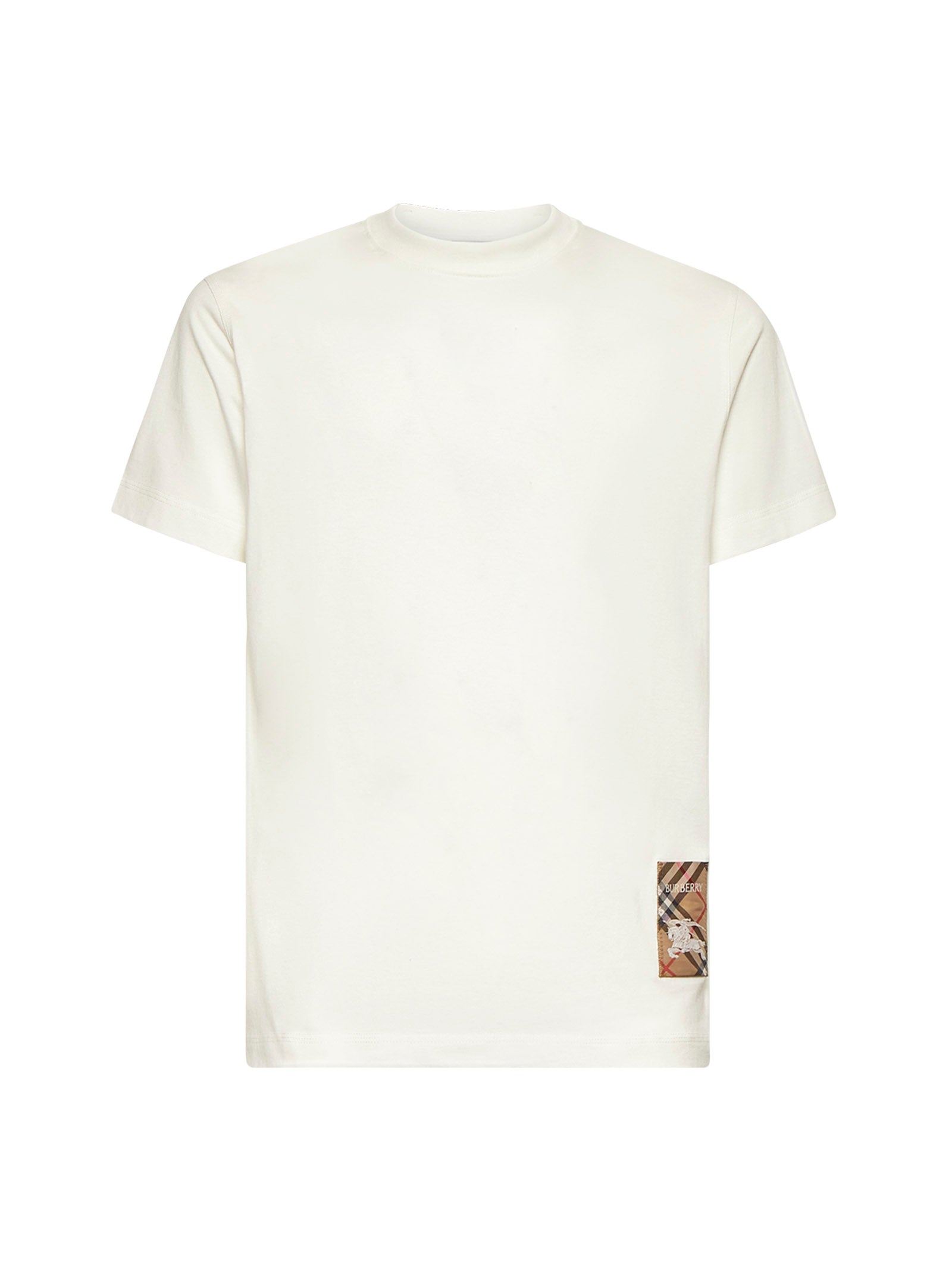 Burberry Men Cotton T-Shirt With Check Appliqué BURBERRY