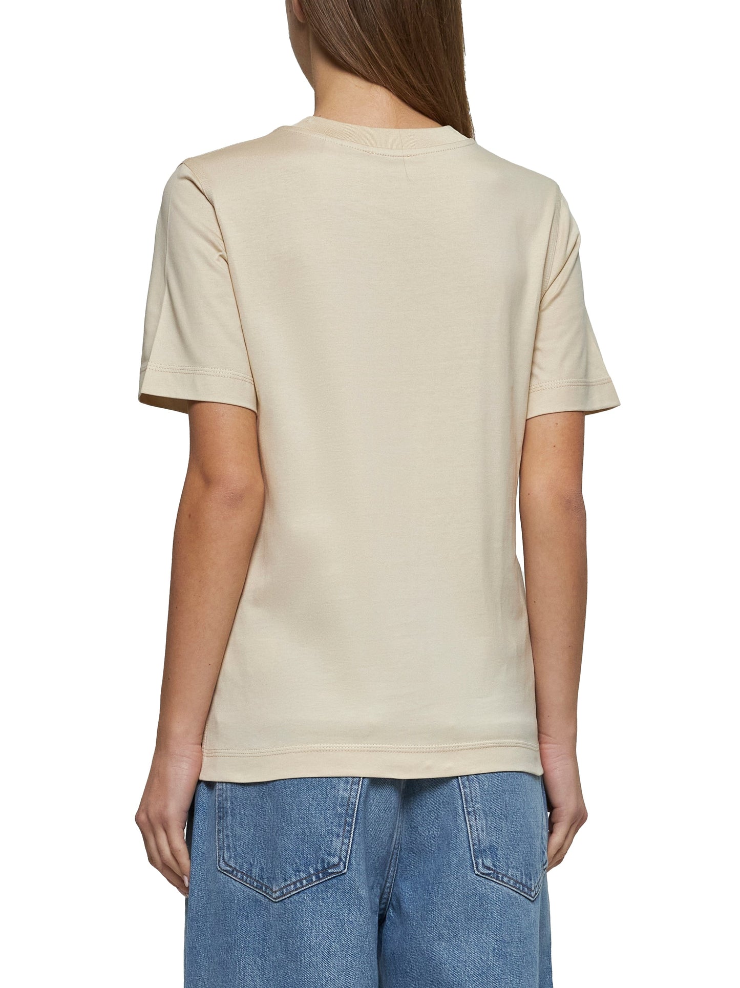 Burberry Women Cream Cotton T-Shirt BURBERRY