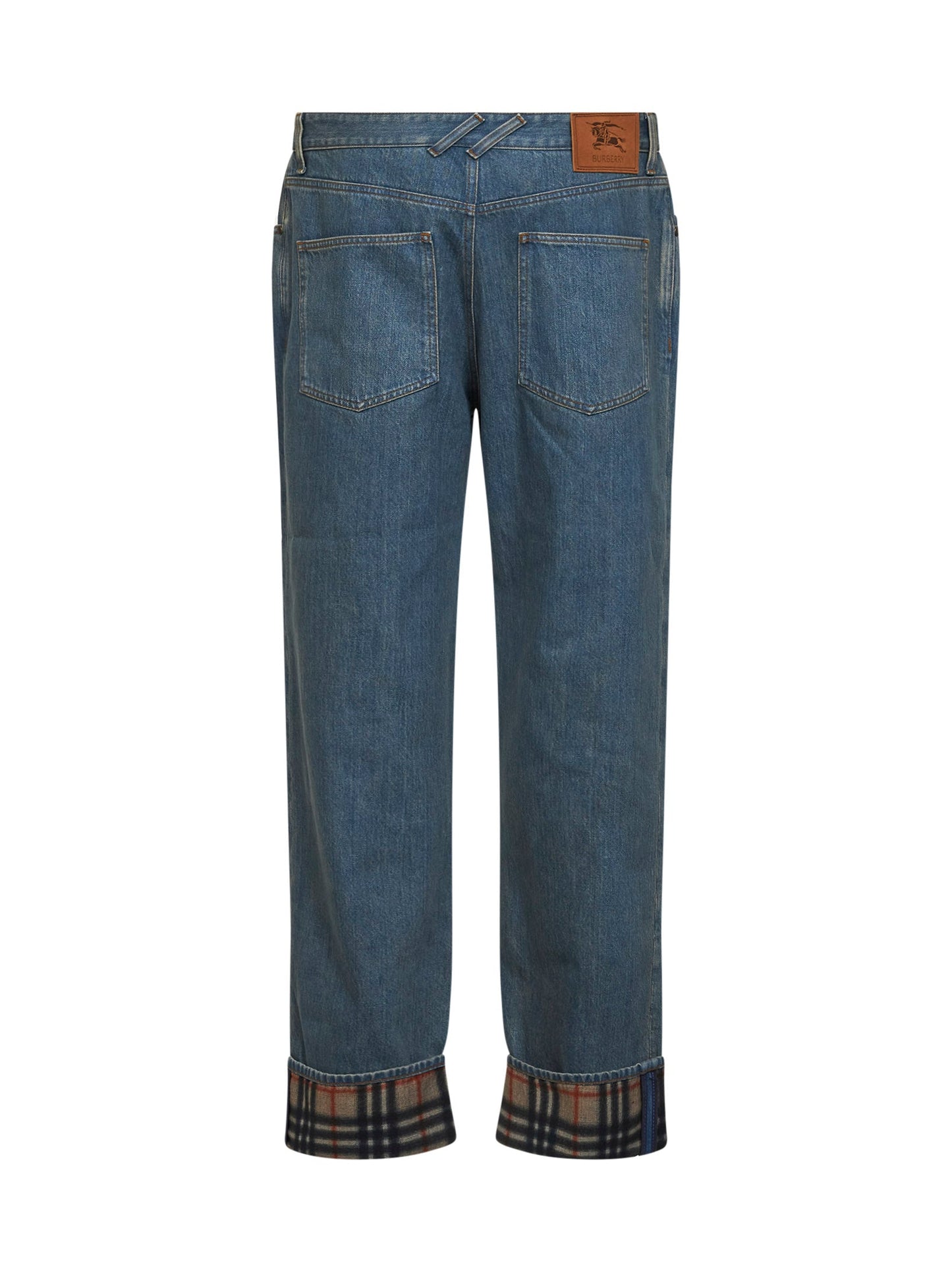 Burberry Men Medium Blue Denim Jeans With Check Details BURBERRY