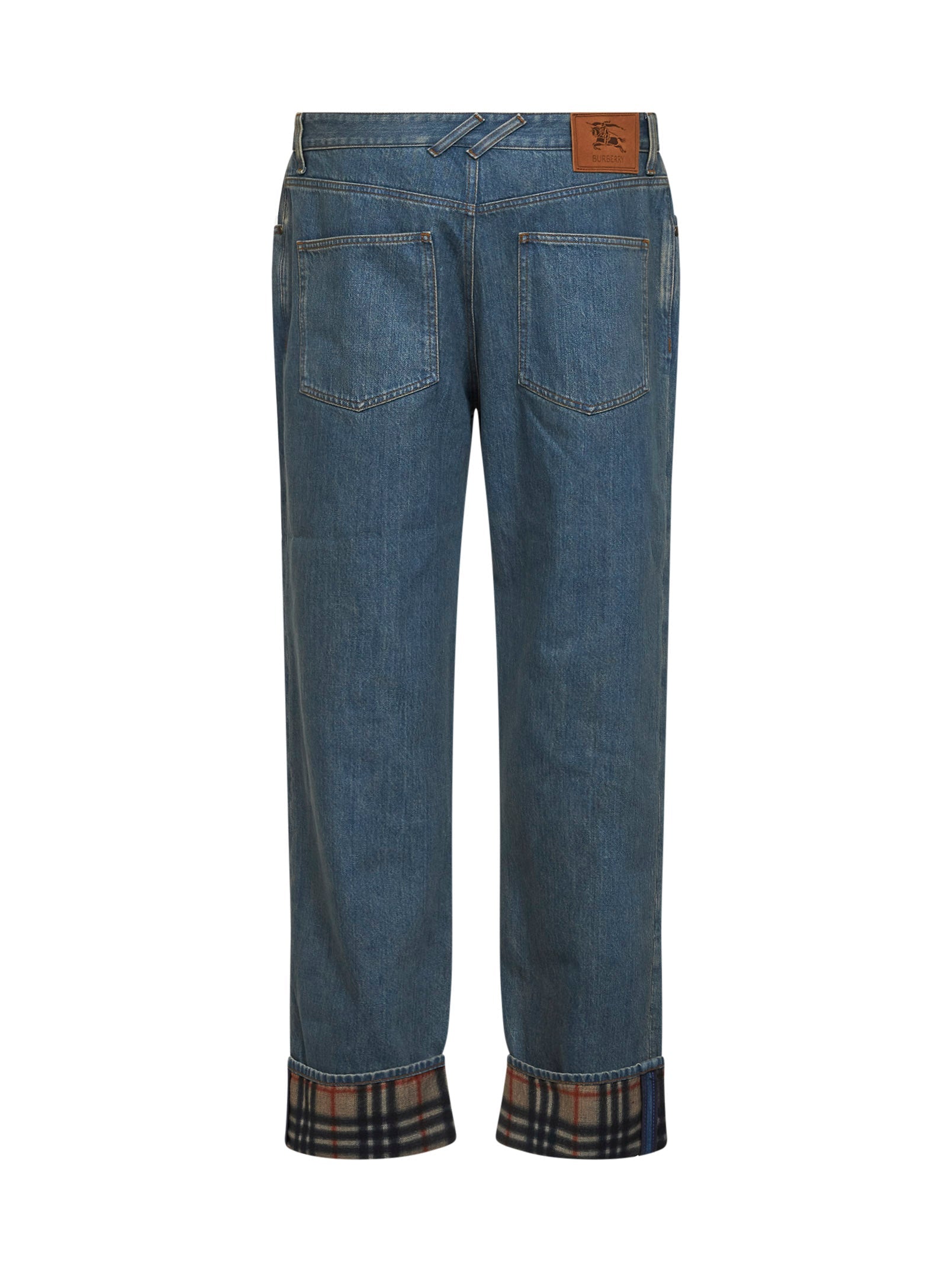 Burberry Men Medium Blue Denim Jeans With Check Details BURBERRY