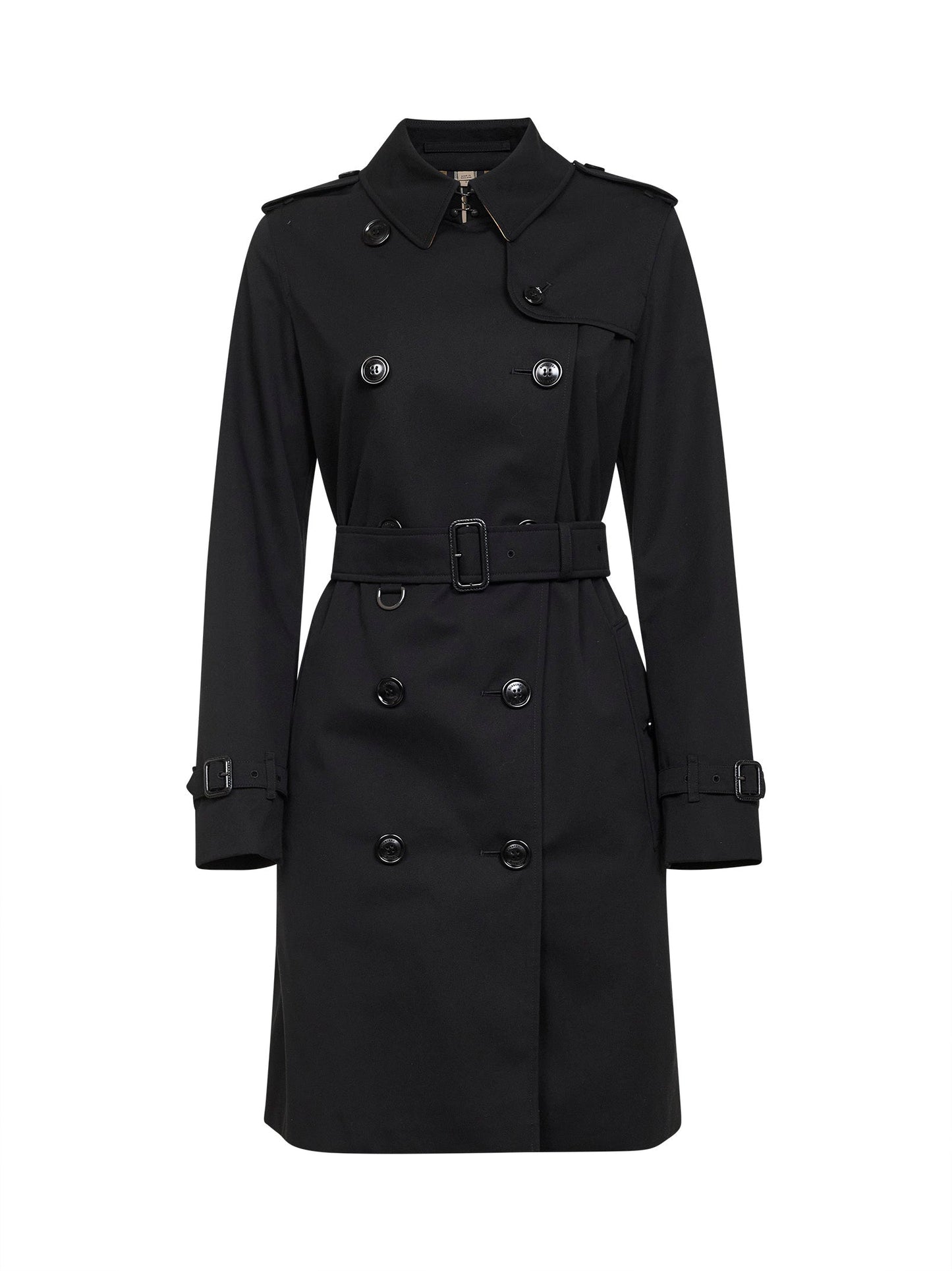 Burberry Women Black Mid-Length Kensington Heritage Trench Coat BURBERRY