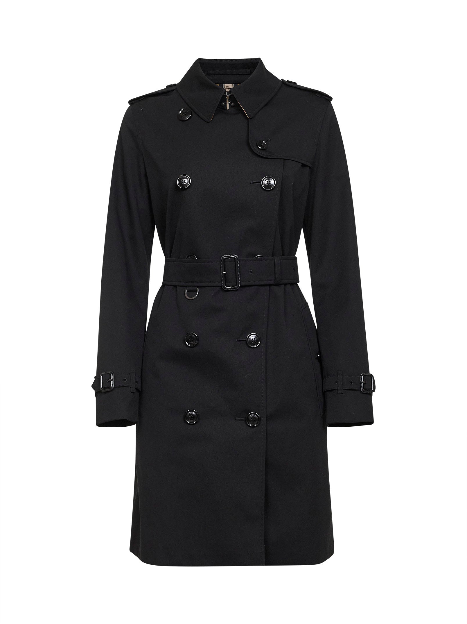 Burberry Women Black Mid-Length Kensington Heritage Trench Coat BURBERRY