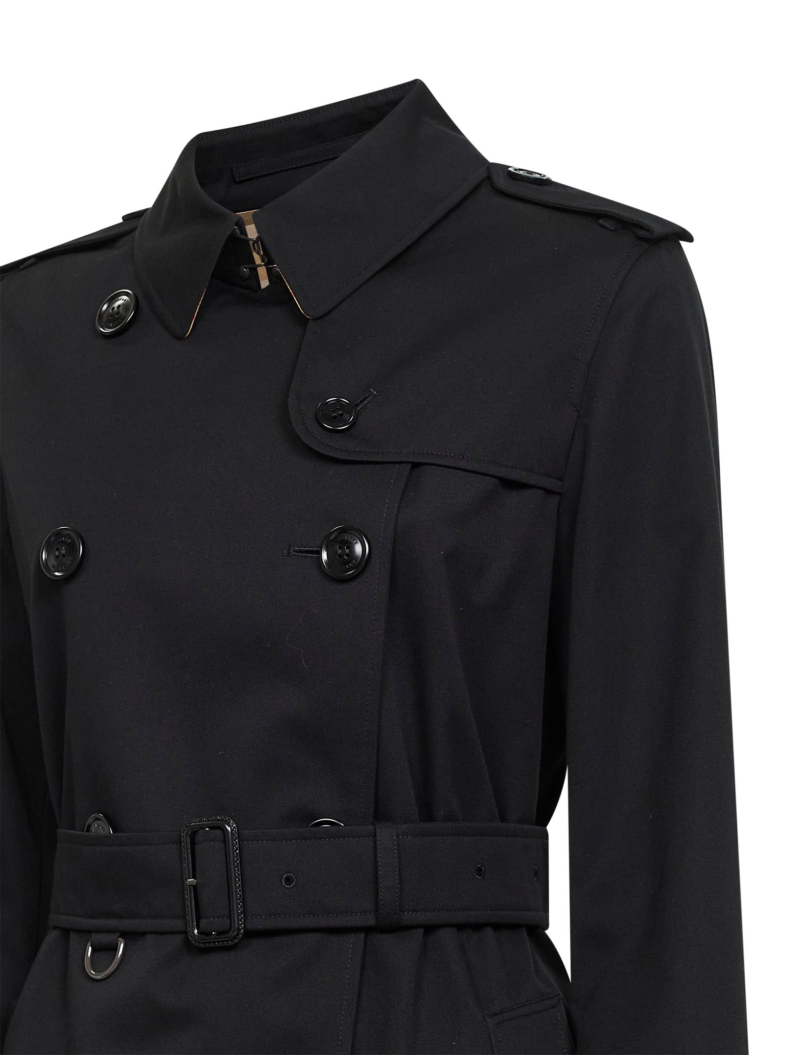 Burberry Women Black Mid-Length Kensington Heritage Trench Coat BURBERRY