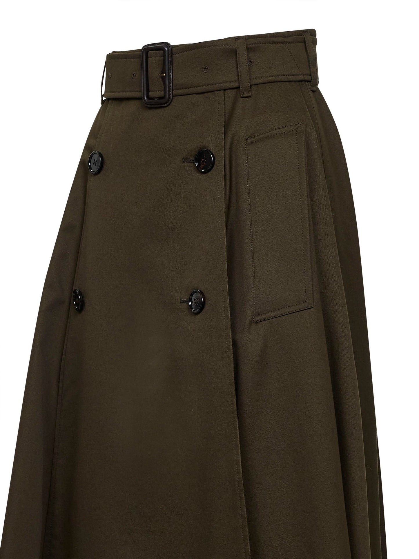 Burberry Women Juniper Green Gabardine Midi Trench Skirt BURBERRY