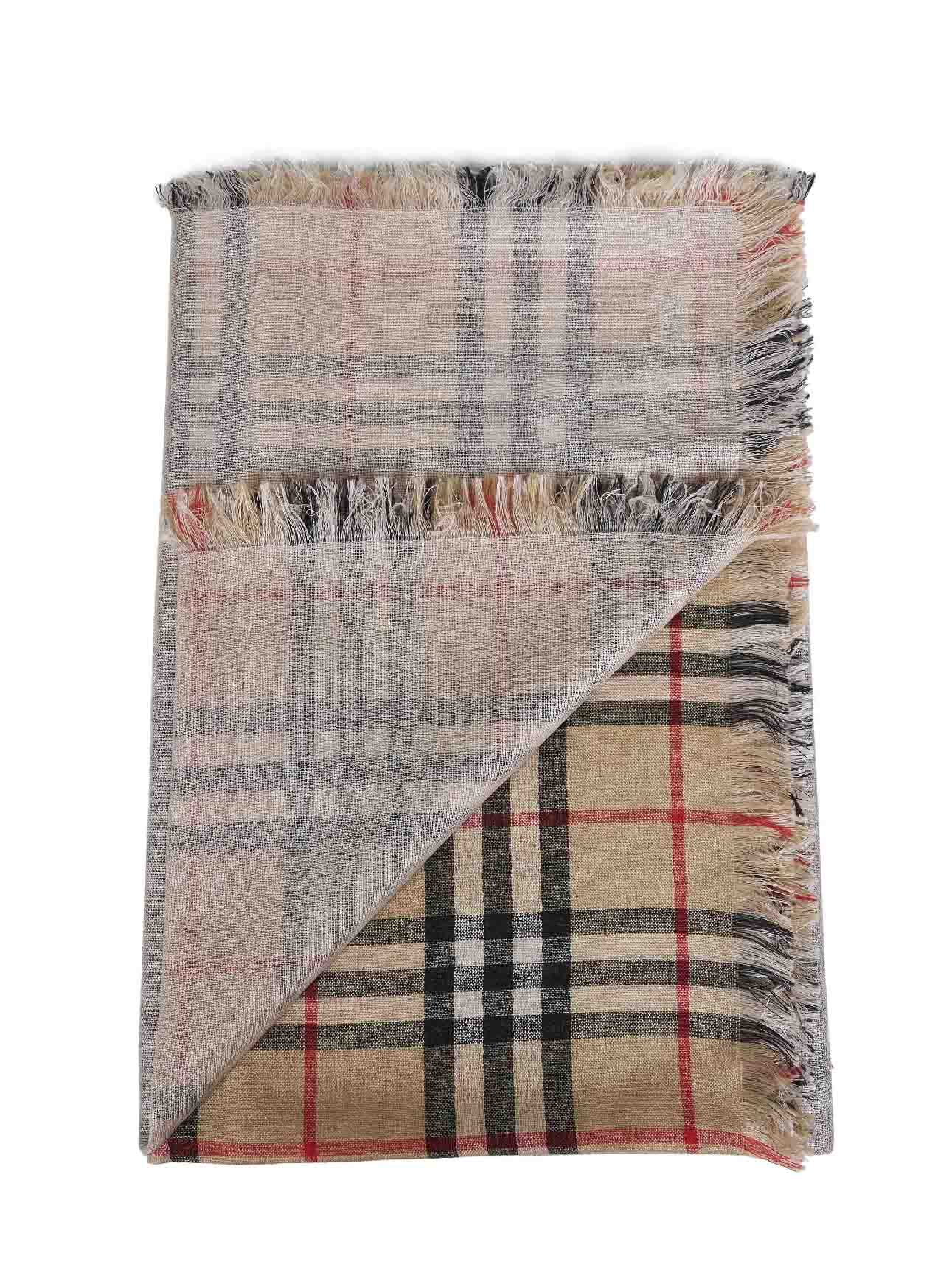 Burberry Women Archive Beige Check Silk And Wool Scarf BURBERRY