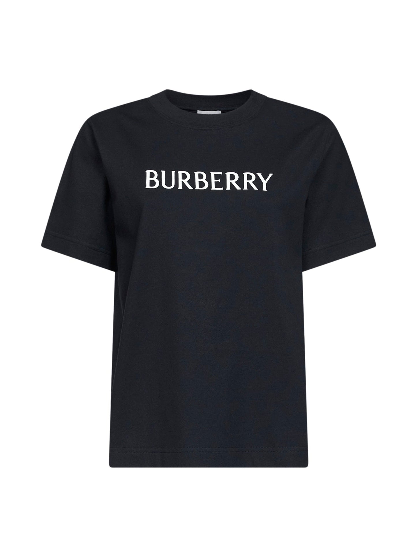 Burberry Women Black Cotton Logo T-Shirt BURBERRY