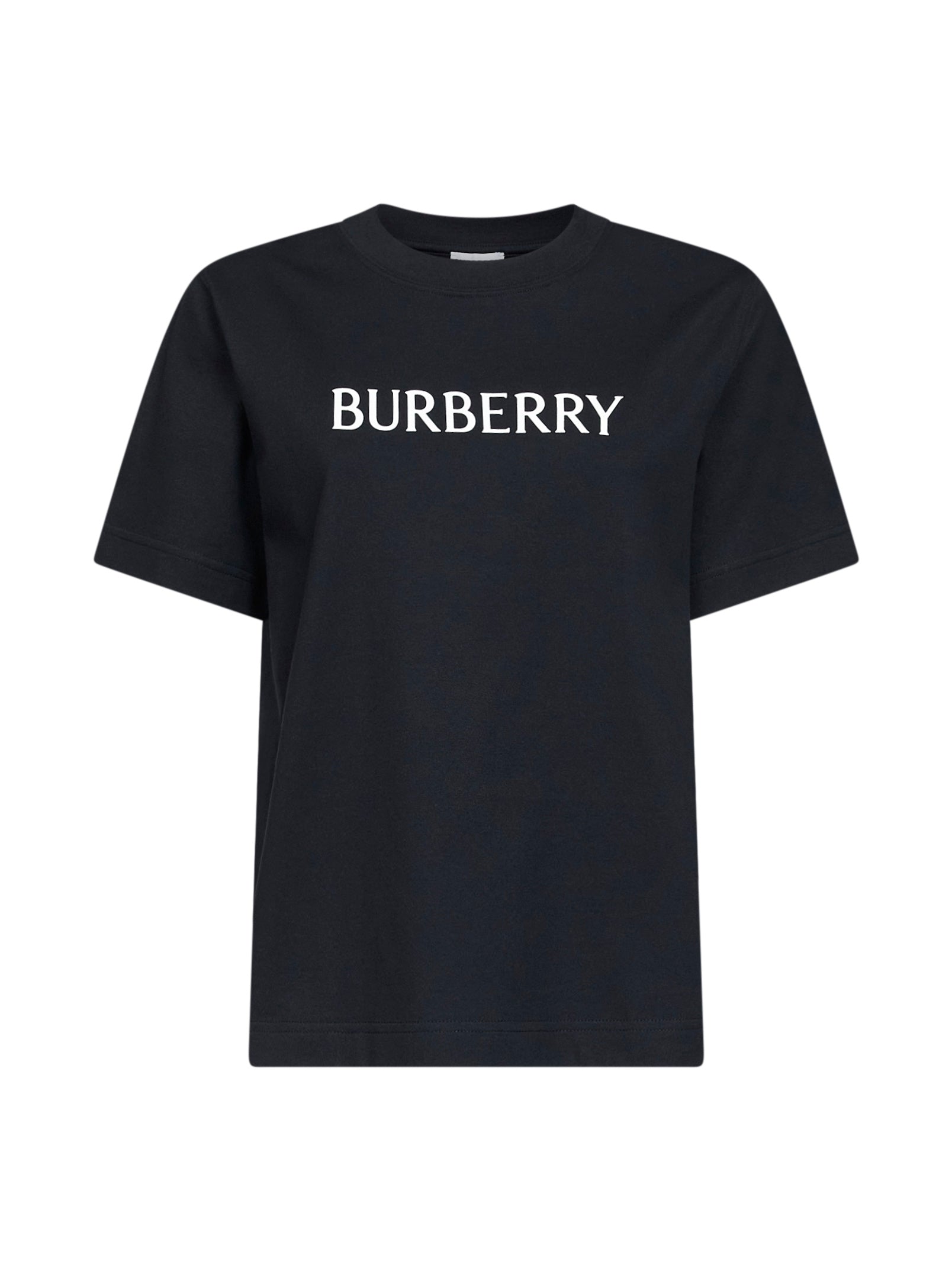 Burberry Women Black Cotton Logo T-Shirt BURBERRY