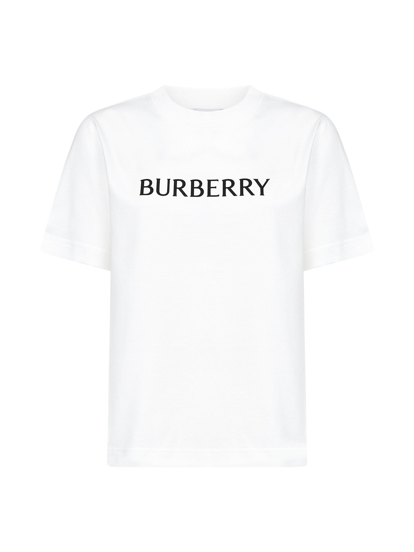 Burberry Women Chalk White Cotton Logo T-Shirt BURBERRY