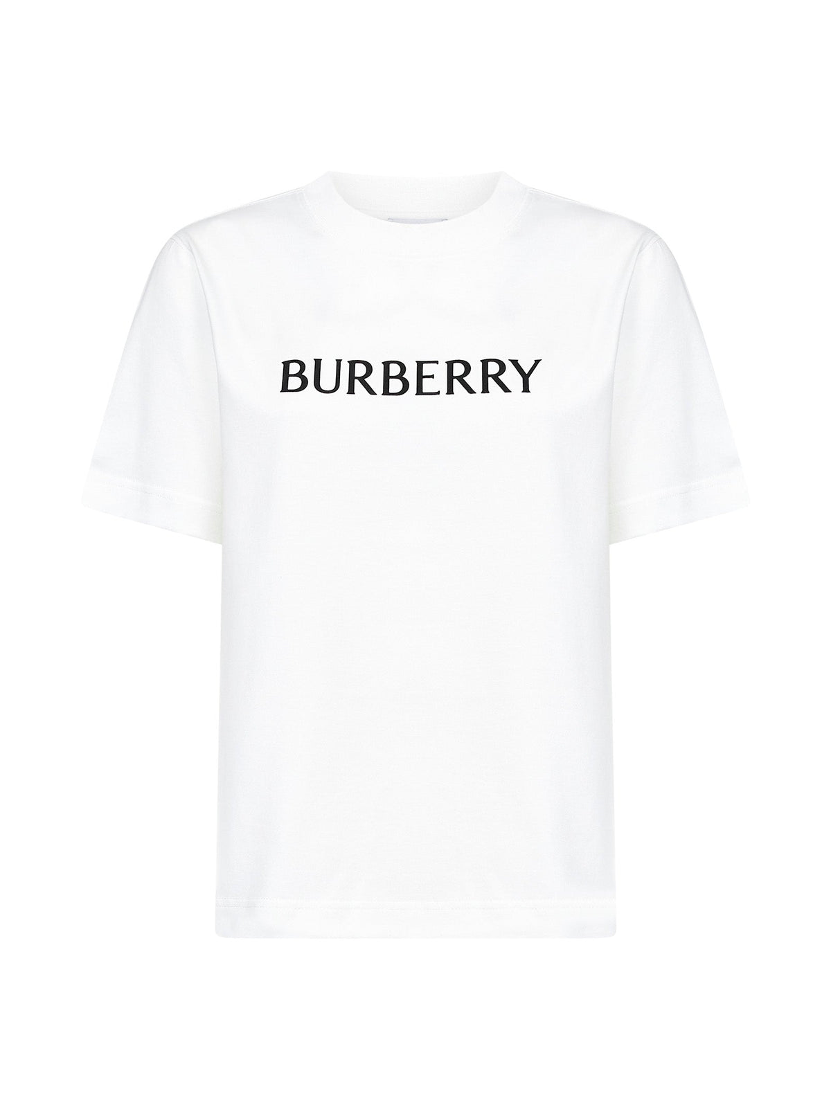 Burberry Women Chalk White Cotton Logo T-Shirt BURBERRY