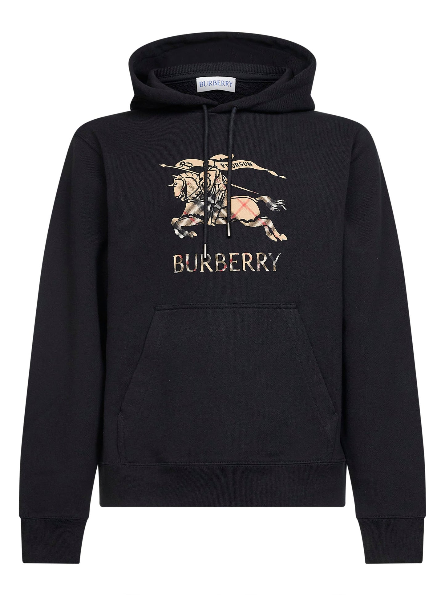 Burberry Men Black Cotton Ekd Hoodie BURBERRY