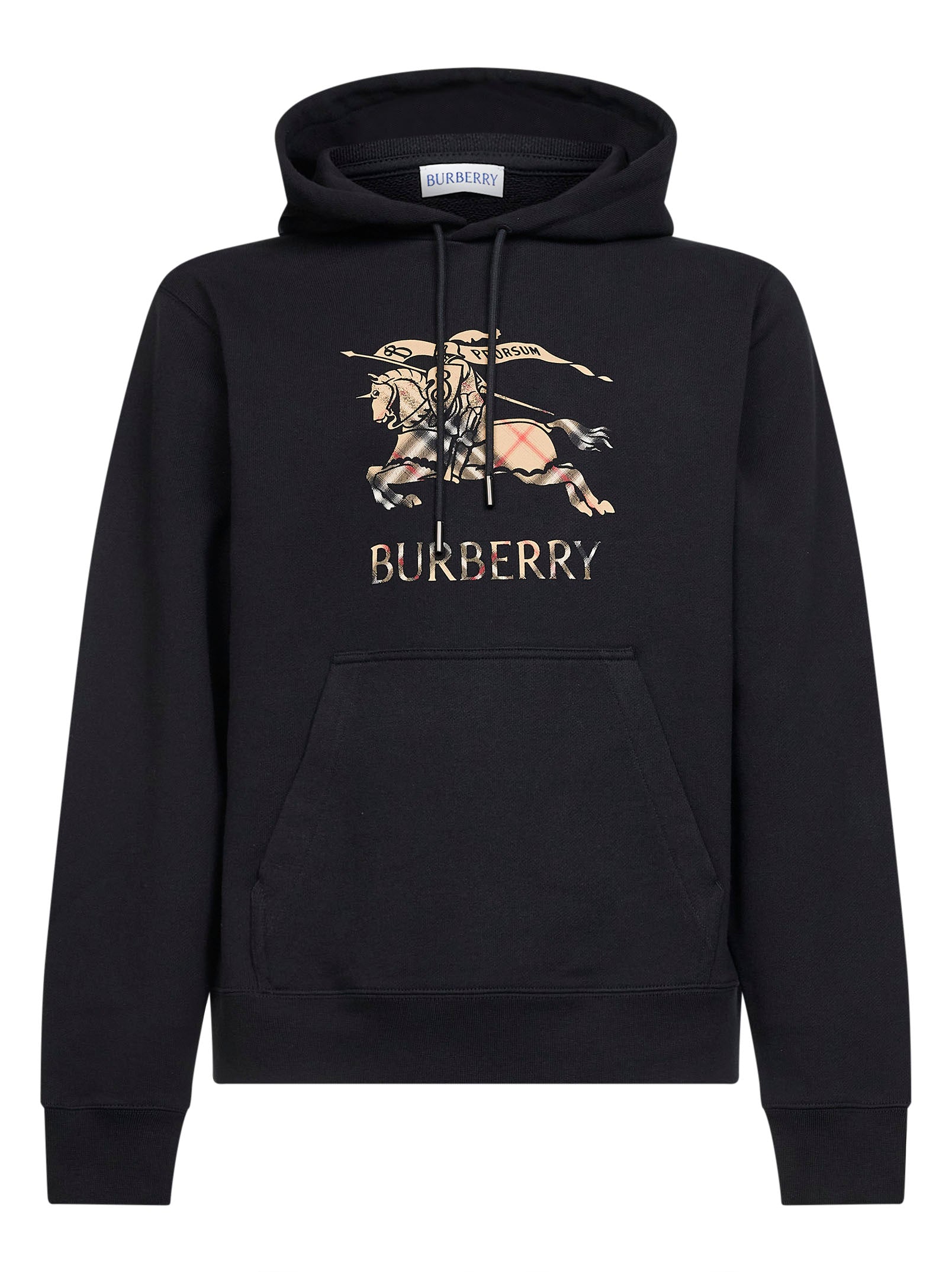 Burberry Men Black Cotton Ekd Hoodie BURBERRY