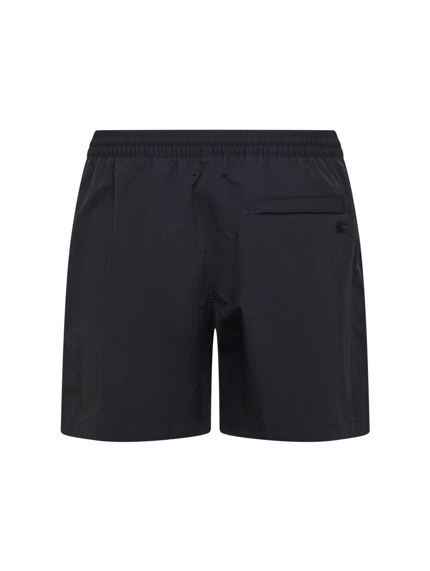 Burberry Men Black Nylon Swim Shorts With Check Trims BURBERRY