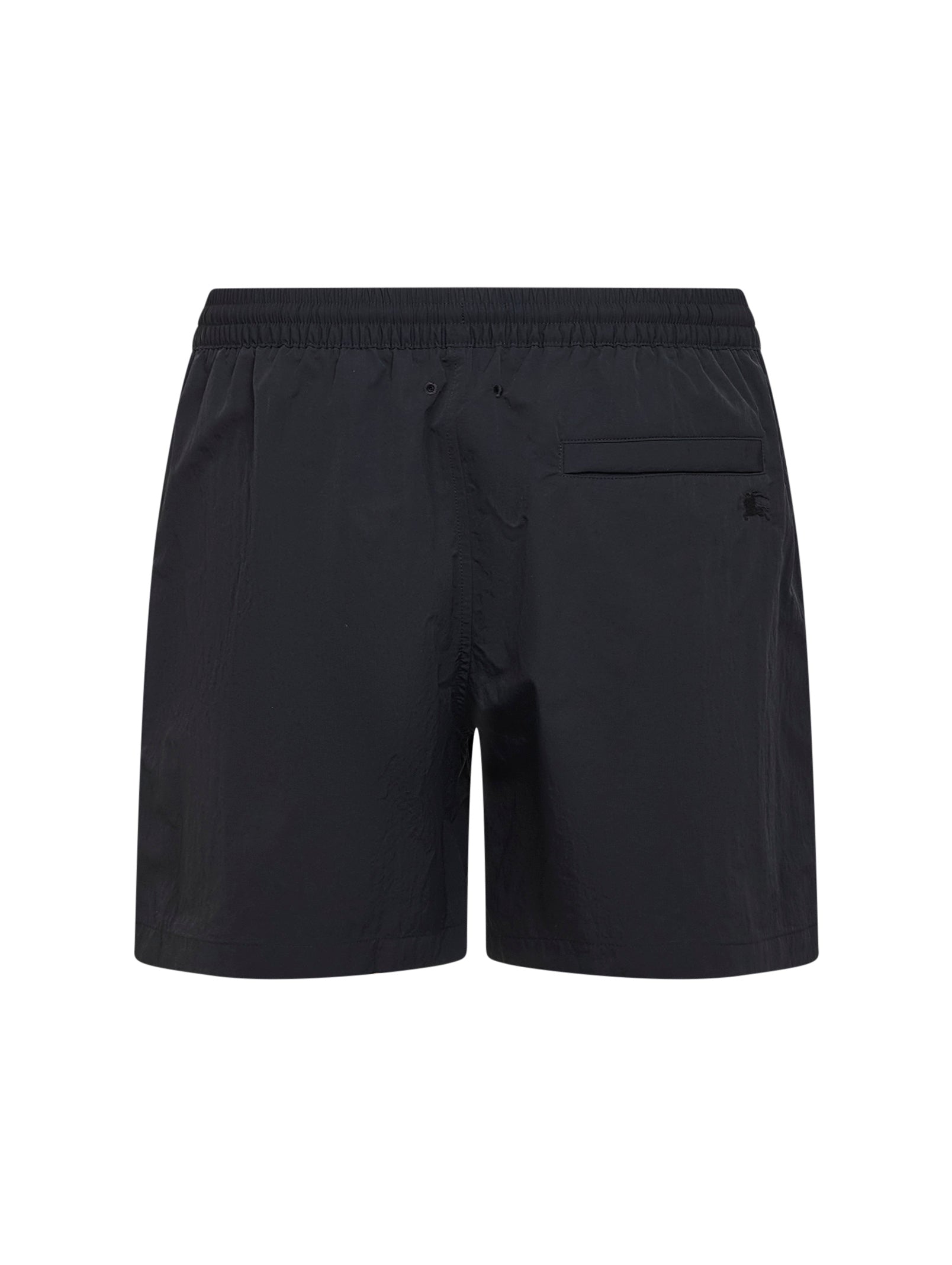 Burberry Men Black Nylon Swim Shorts With Check Trims BURBERRY