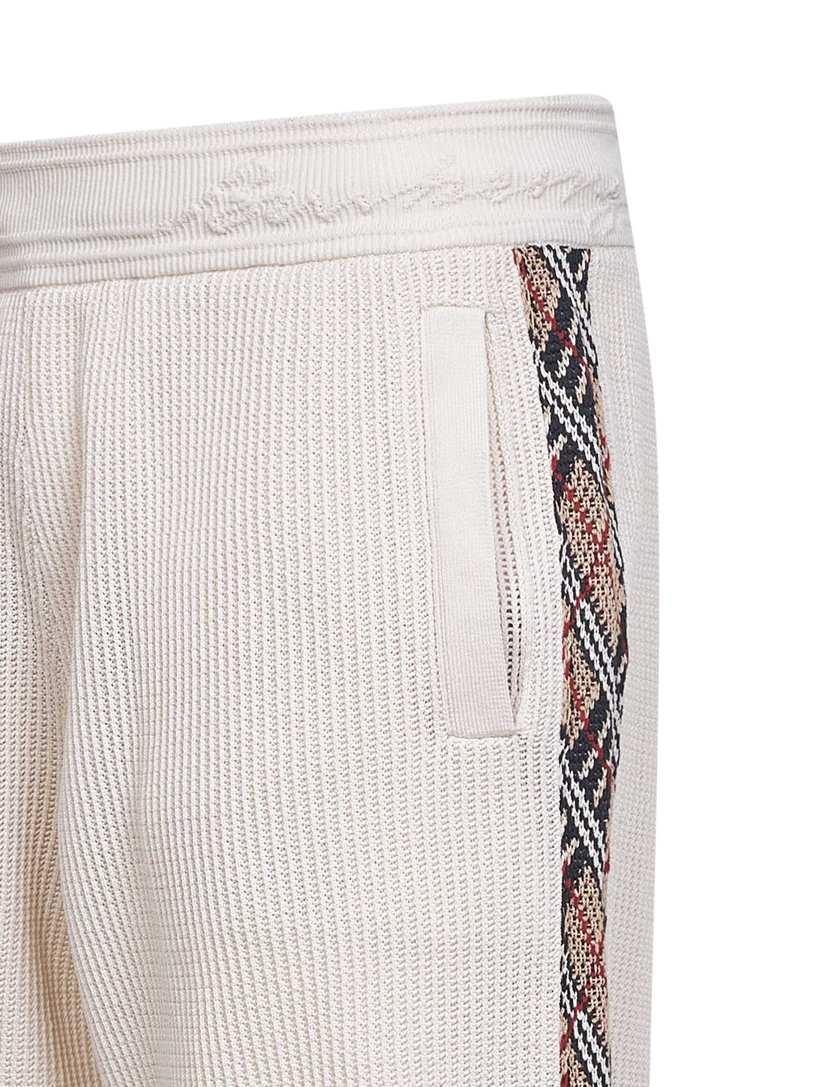 Burberry Men Beige Cotton Mesh Shorts With Check Trims BURBERRY