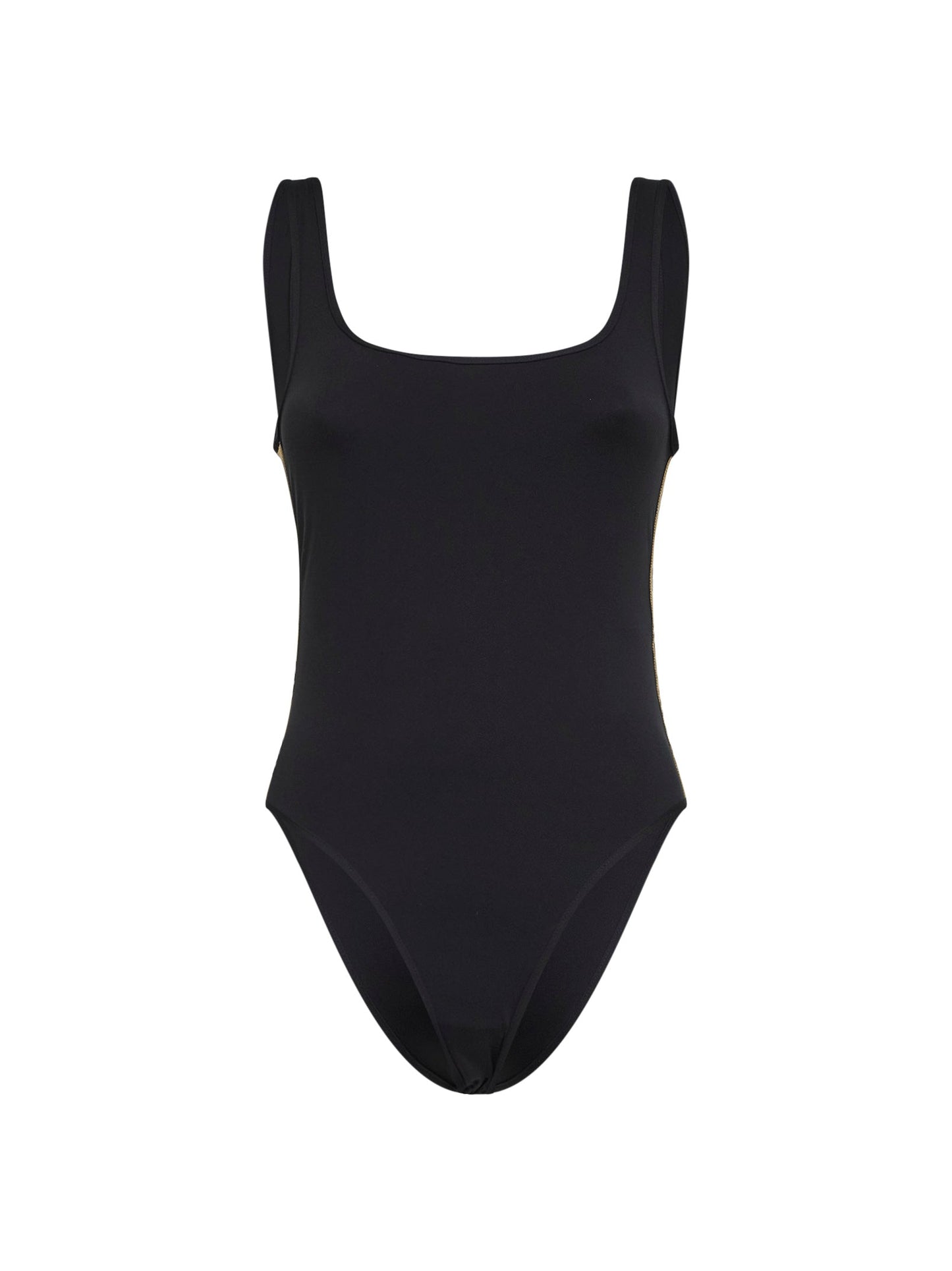 Burberry Women Black Lycra Swimsuit With Check Trims BURBERRY