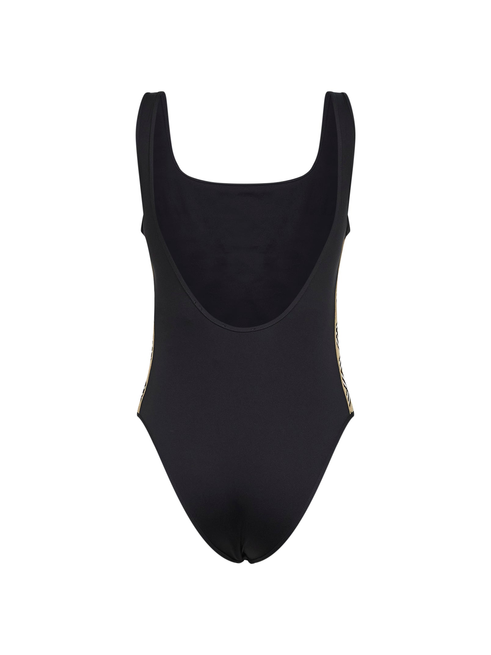 Burberry Women Black Lycra Swimsuit With Check Trims BURBERRY