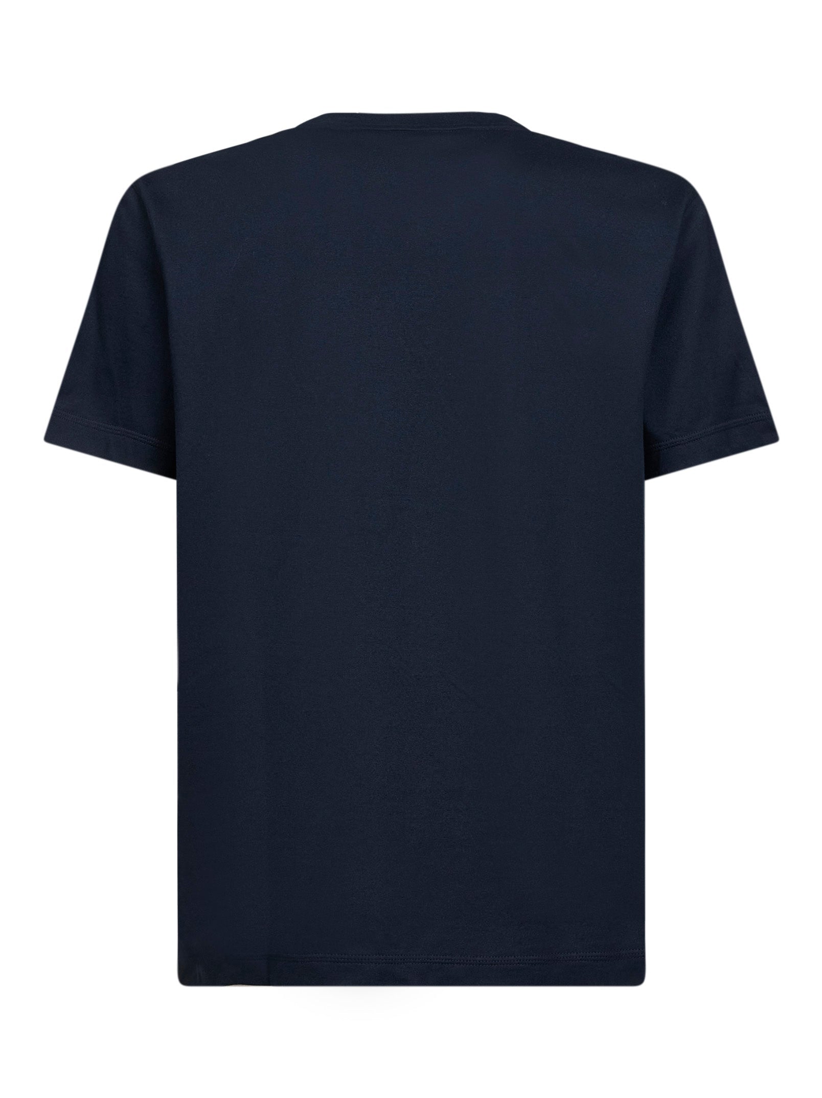 Burberry Men Blue Cotton T-Shirt With Check Trims BURBERRY