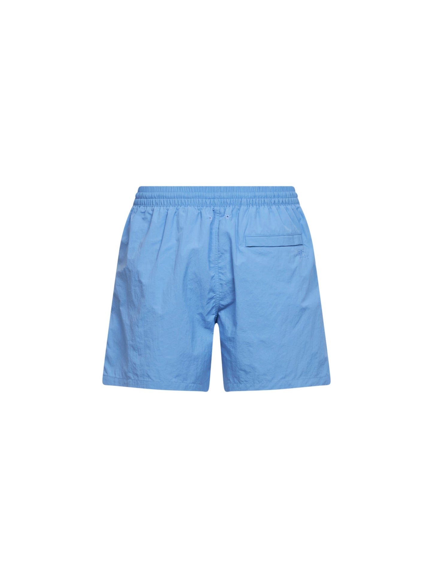 Burberry Men Cornflower Blue Nylon Swim Shorts With Check Trims BURBERRY