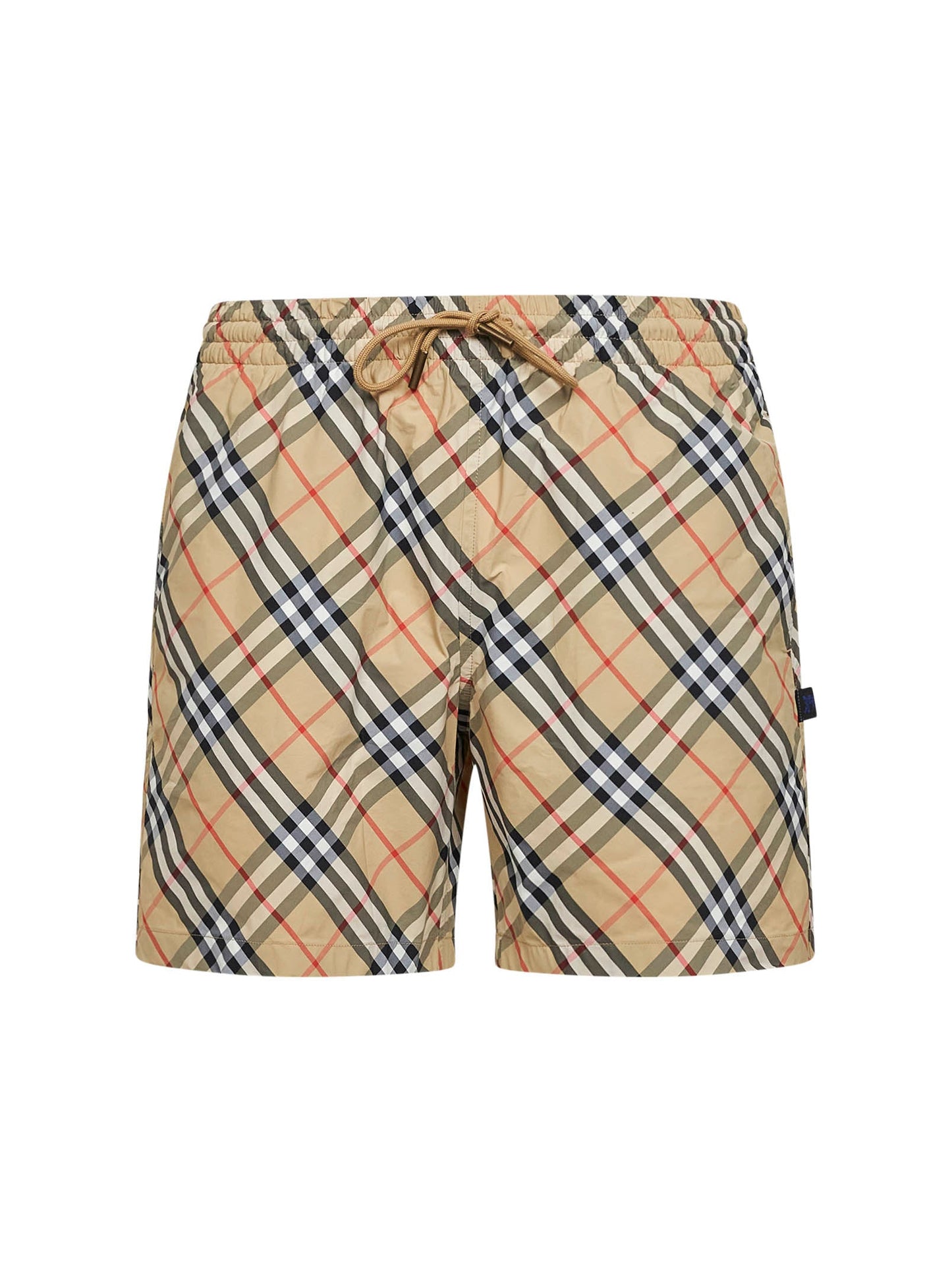 Burberry Men Sand Printed Nylon Check Swim Shorts BURBERRY