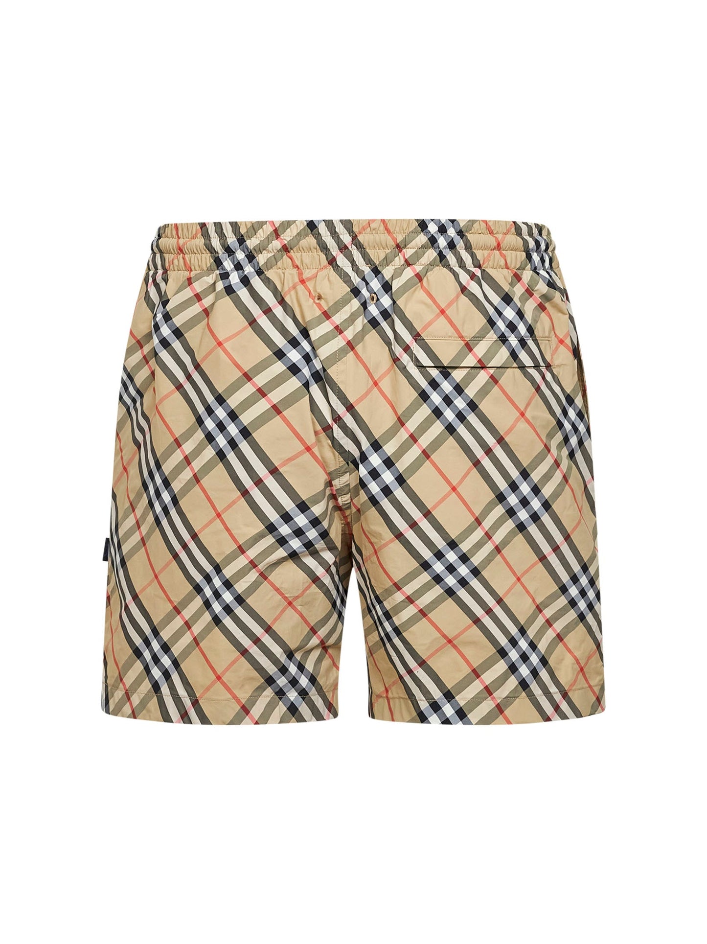 Burberry Men Sand Printed Nylon Check Swim Shorts BURBERRY