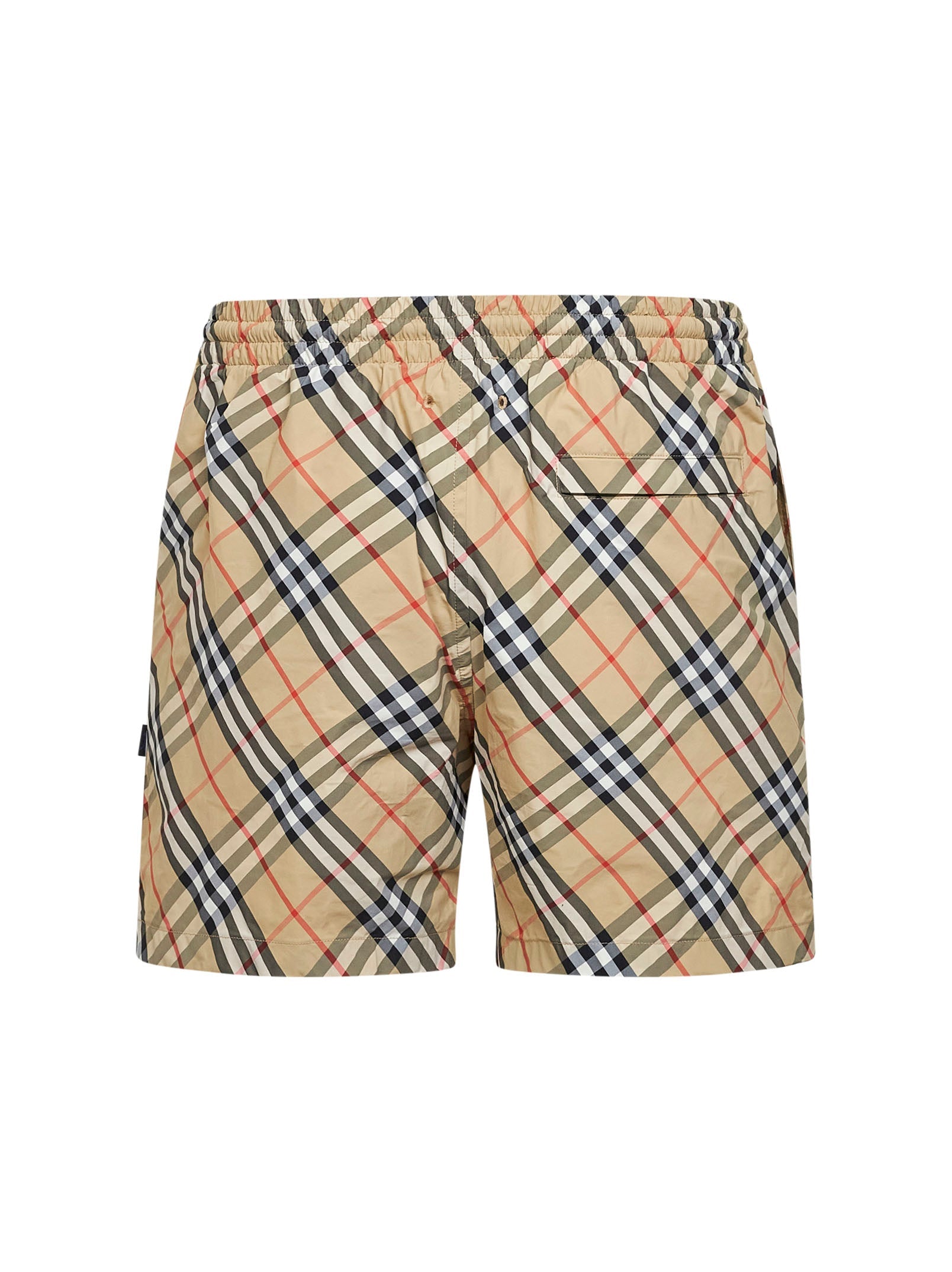 Burberry Men Sand Printed Nylon Check Swim Shorts BURBERRY